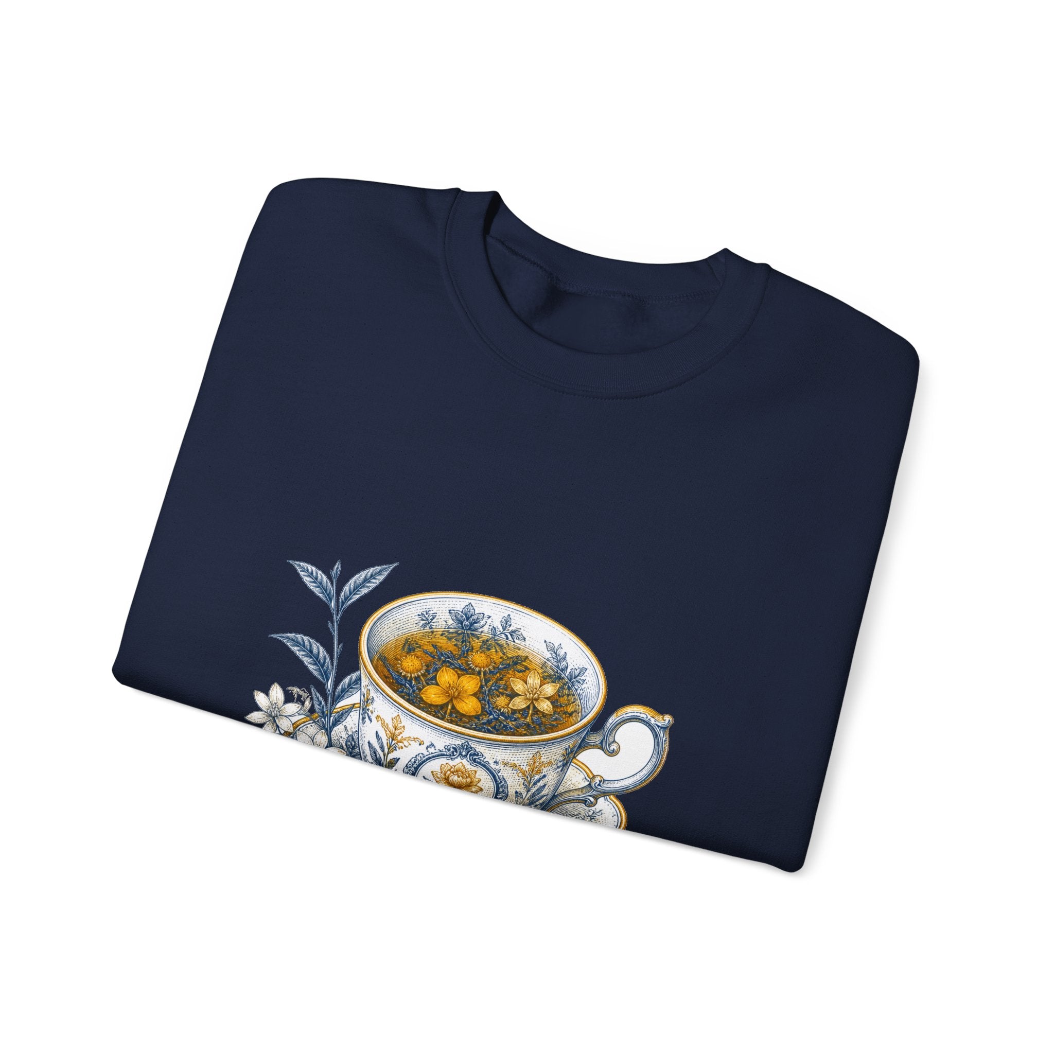 Matching Couple Sweatshirt - Coffee & Tea Matching Couple Crewneck Sweatshirt Vintage Art His Hers Wedding Gift - Design B