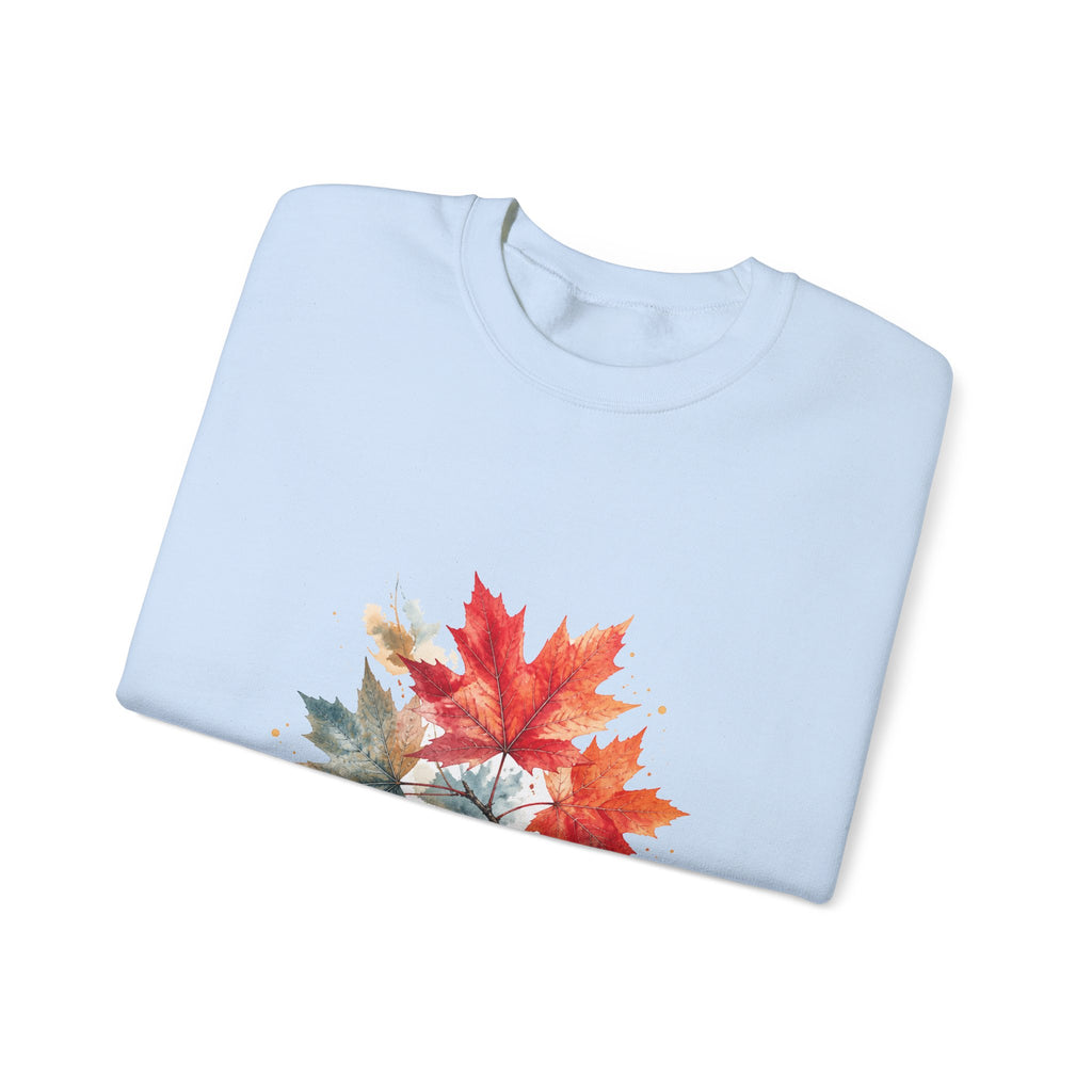 Matching Couple Sweatshirt - Cherry Blossom & Maple Leaf Matching Couple Crewneck Sweatshirt Watercolor Art His Hers Engagement Gift - Design B