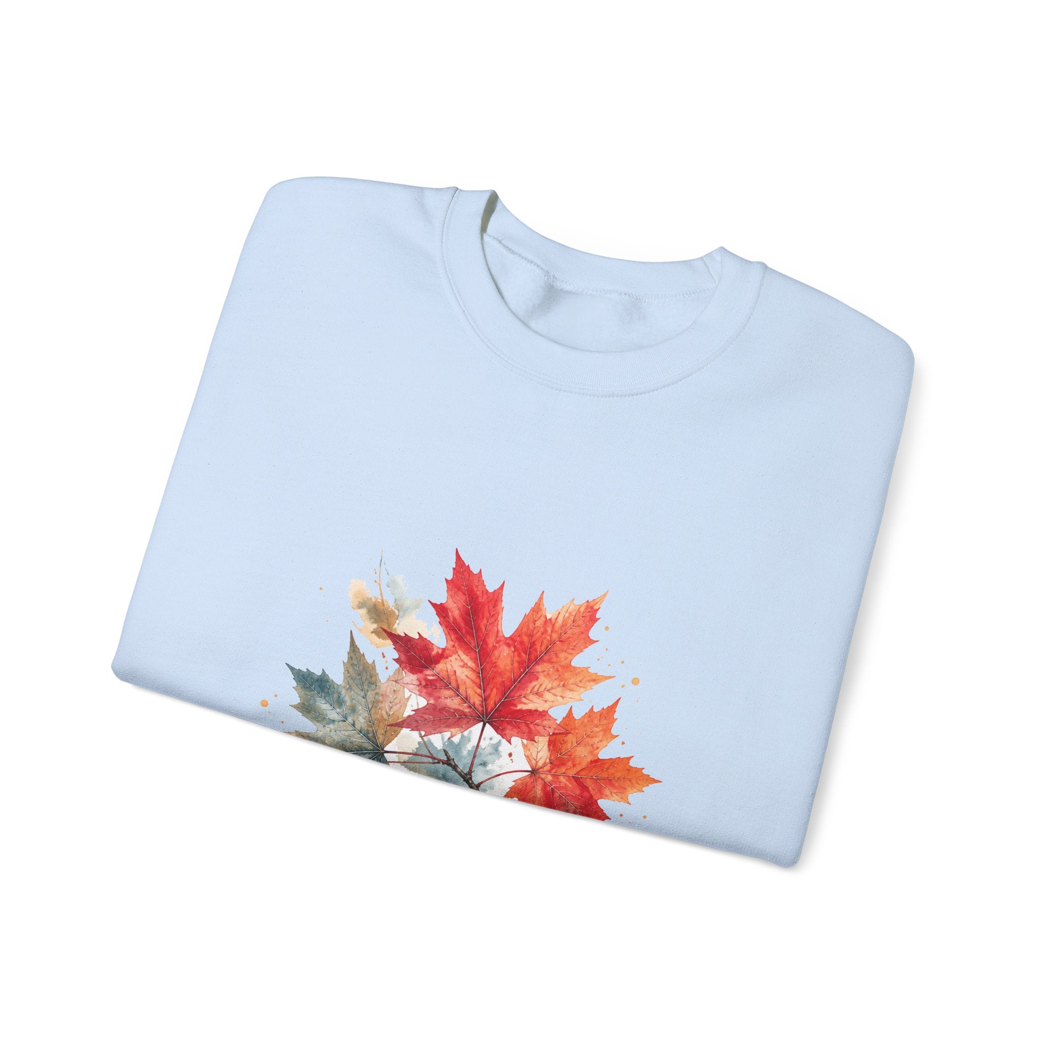 Matching Couple Sweatshirt - Cherry Blossom & Maple Leaf Matching Couple Crewneck Sweatshirt Watercolor Art His Hers Engagement Gift - Design B