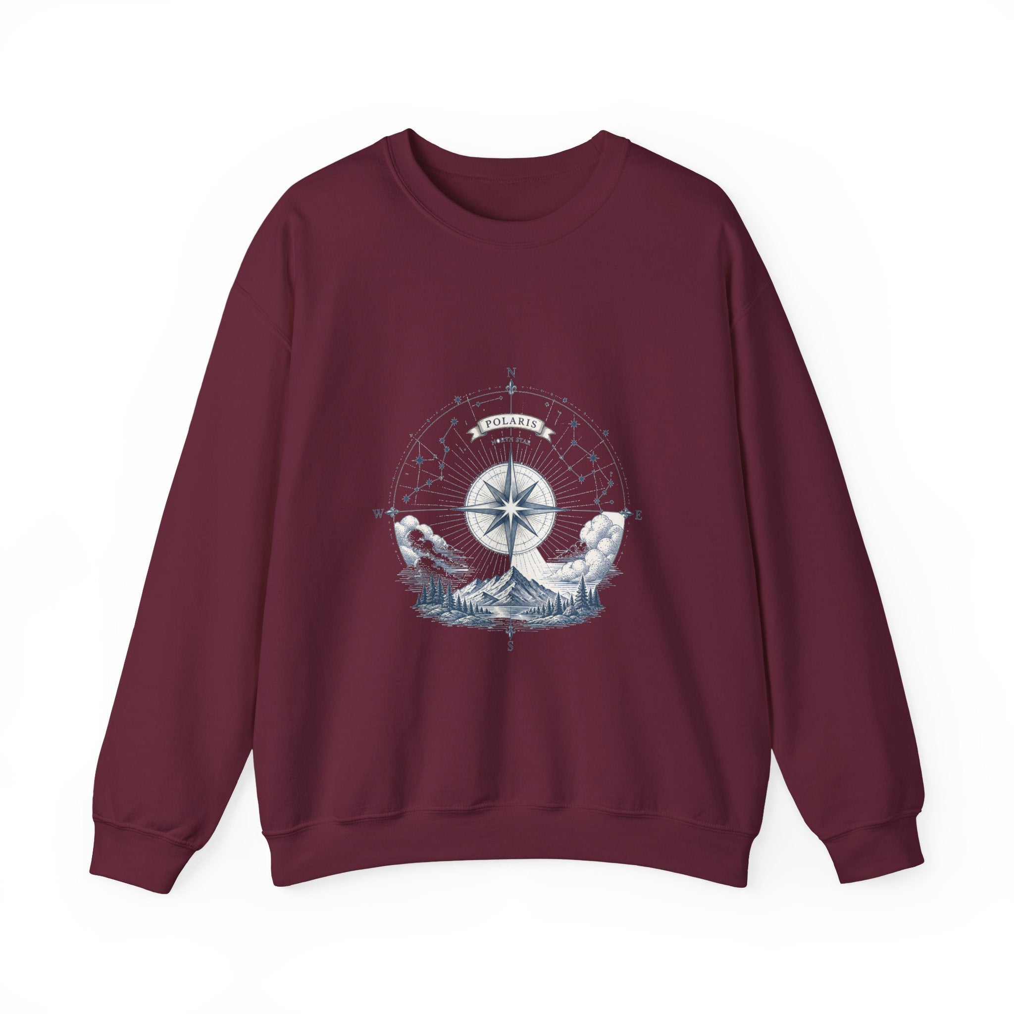 Matching Couple Sweatshirt - Shooting Star & North Star Matching Couple Crewneck Sweatshirt Vintage Art His Hers Wedding Gift - Design B