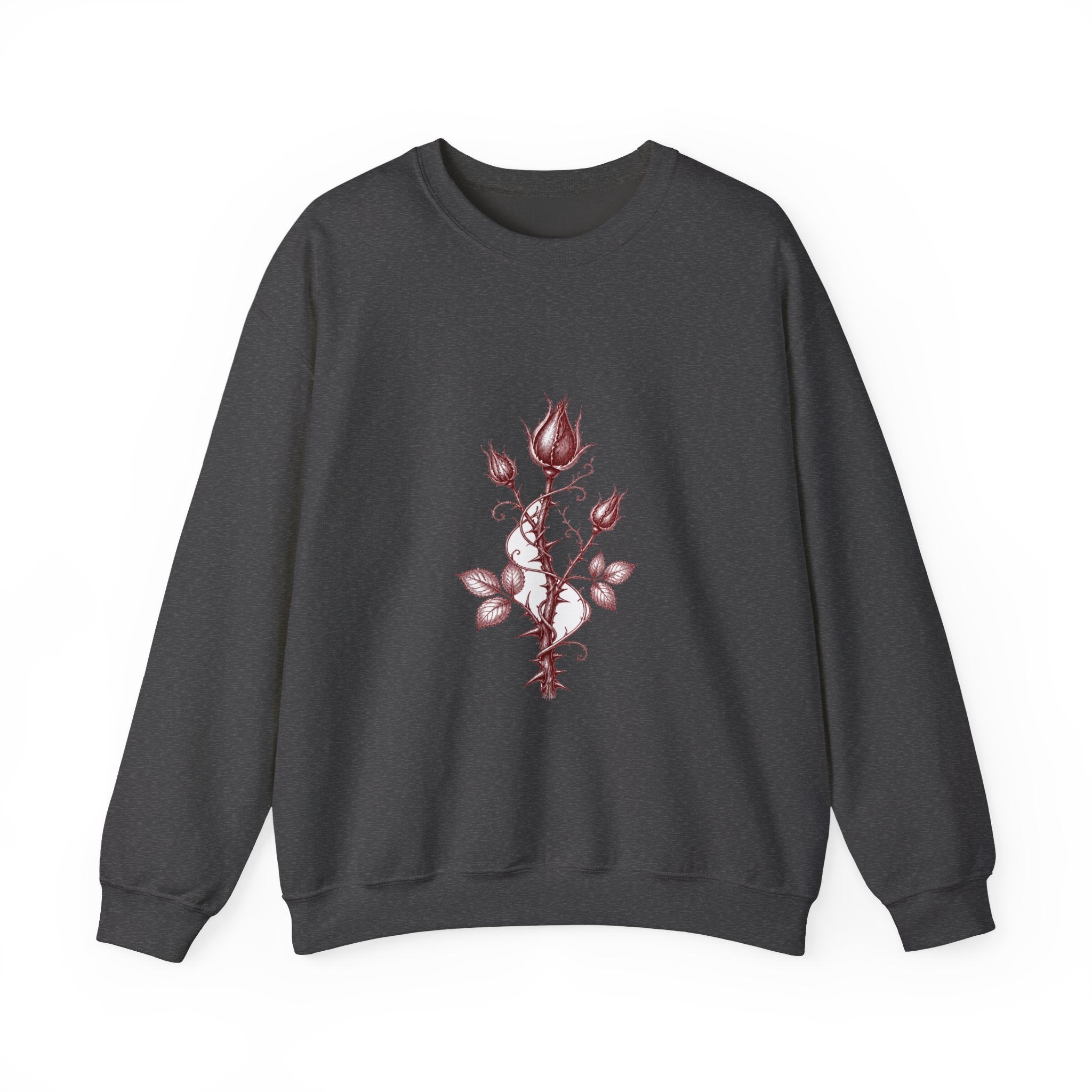 Matching Couple Sweatshirt - Rose & Thorn Matching Couple Crewneck Sweatshirt Hand-Drawn Art His Hers Best Friend Gift - Design B