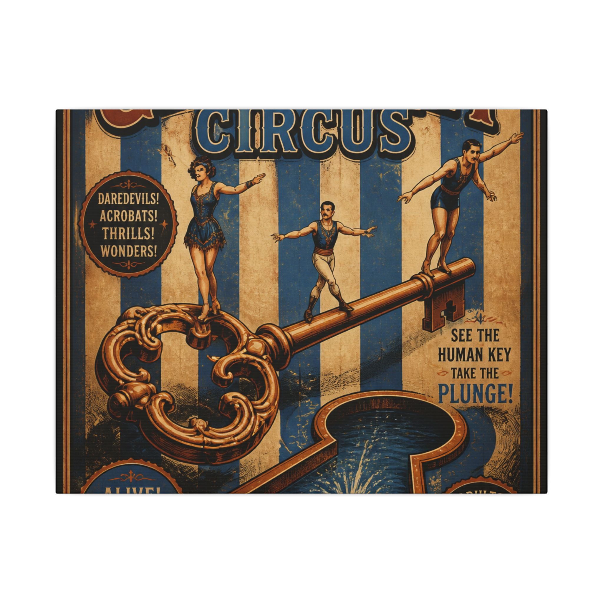Giant Key Performance Wall Art Canvas 24×36 Vintage Circus Bedroom Decor Maximalist Print