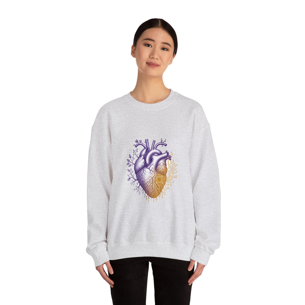Matching Couple Sweatshirt - Robot & Heart Matching Couple Crewneck Sweatshirt Vintage Art His Hers Wedding Gift - Design B
