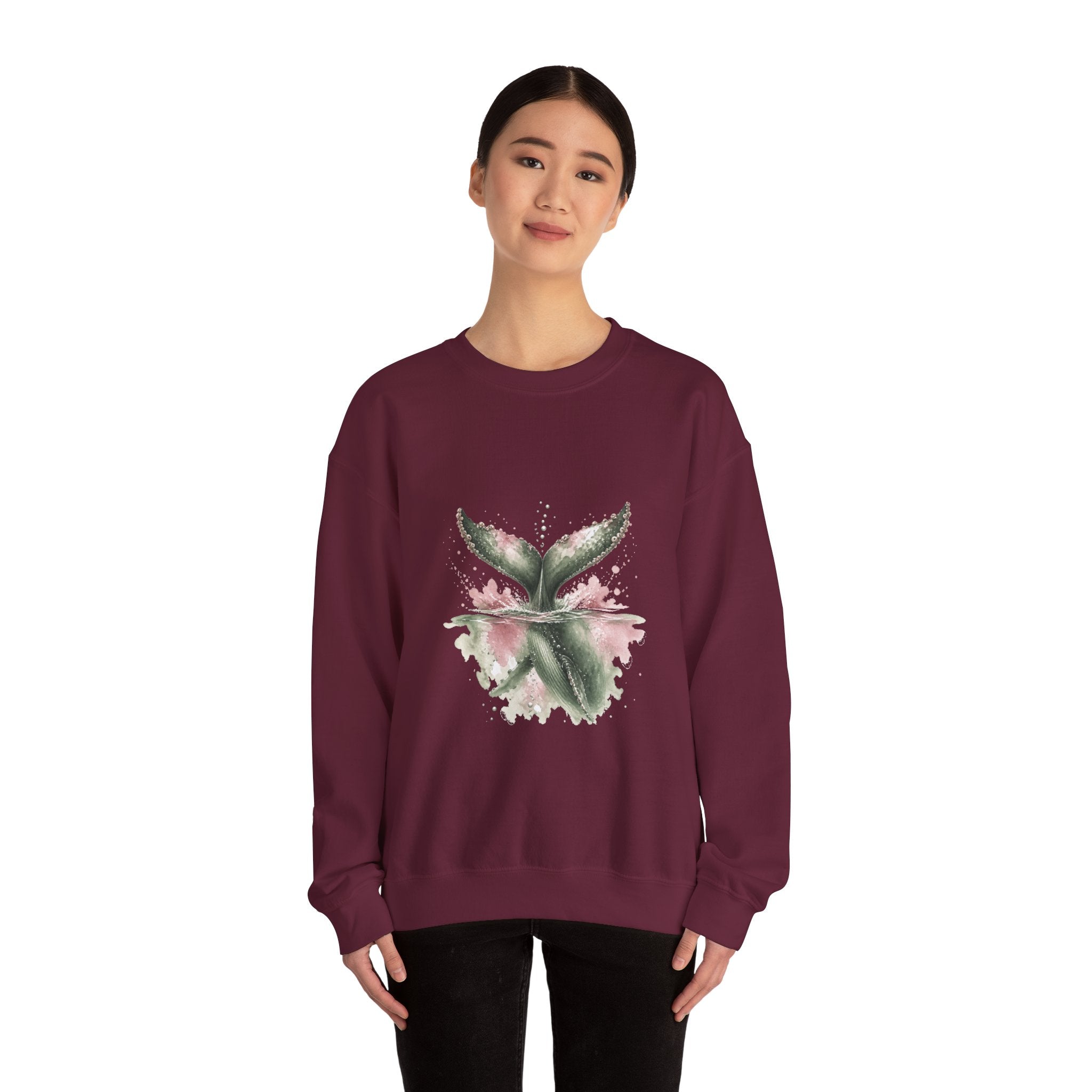 Matching Couple Sweatshirt - Eagle & Whale Matching Couple Comfort Colors Crew Watercolor Art His Hers Birthday Gift - Design B