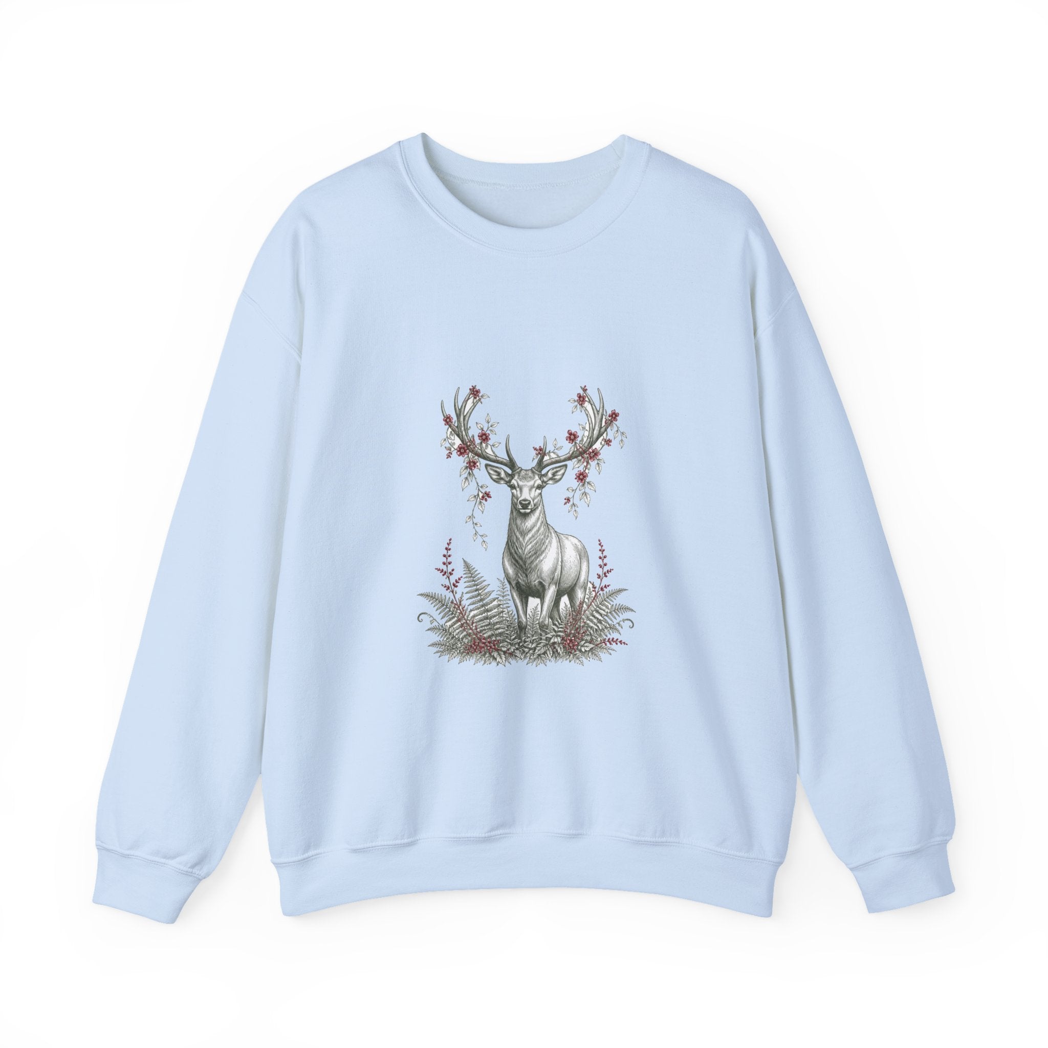 Matching Couple Sweatshirt - Bear & Deer Matching Couple Premium Fleece Sweatshirt Hand-Drawn Art His Hers Anniversary Gift - Design B
