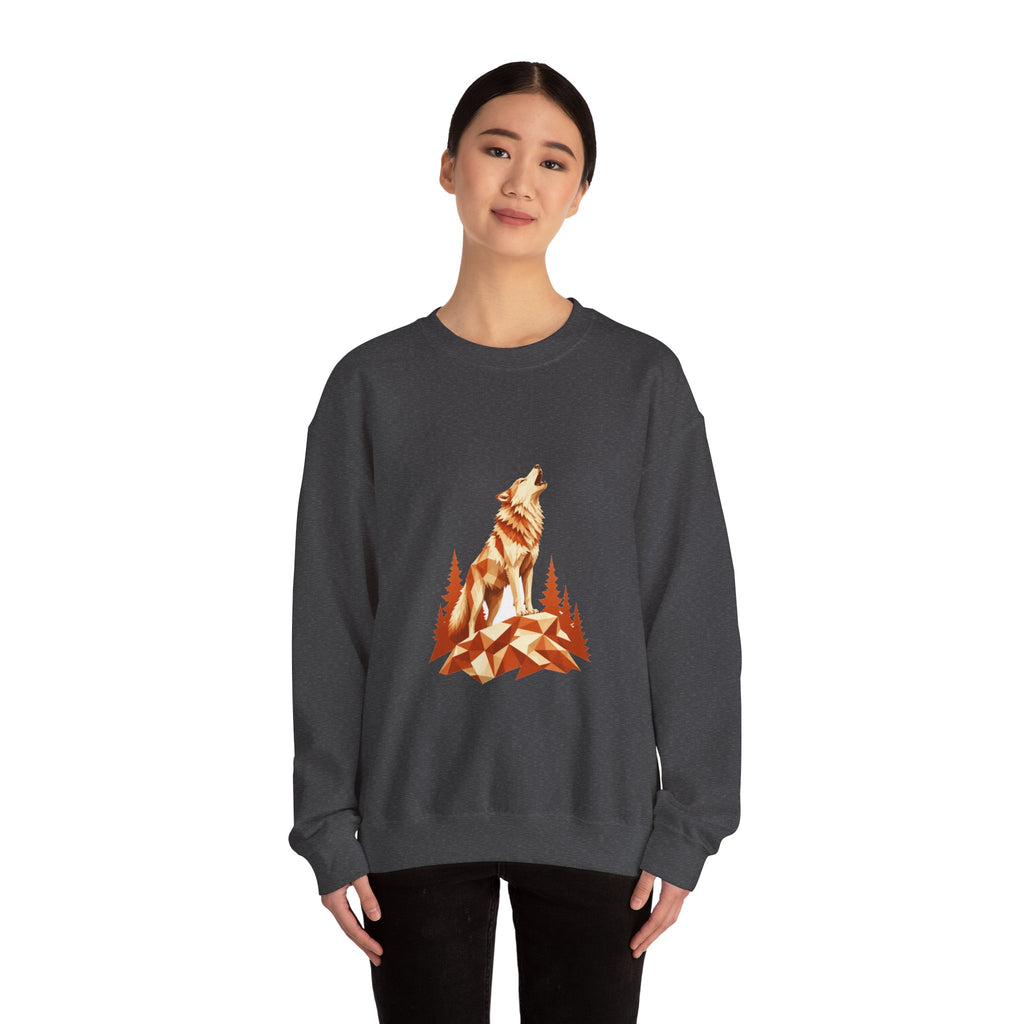 Matching Couple Sweatshirt - Wolf & Dove Matching Couple Crewneck Sweatshirt Geometric Art His Hers Couple Gift - Design A
