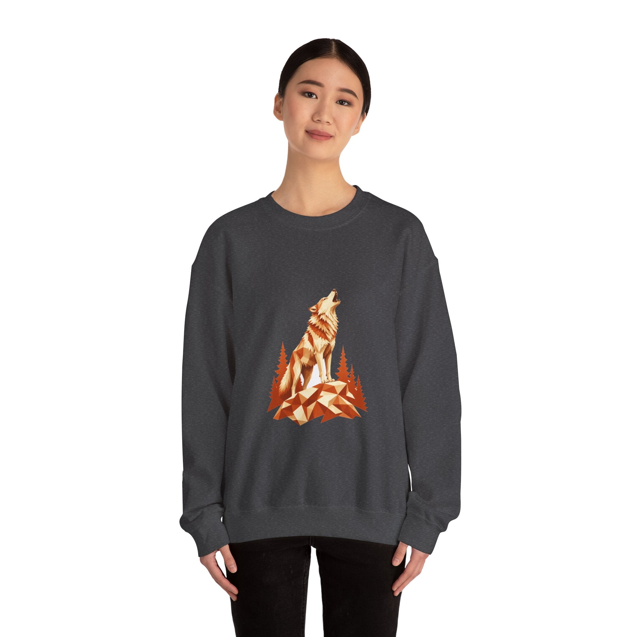 Matching Couple Sweatshirt - Wolf & Dove Matching Couple Crewneck Sweatshirt Geometric Art His Hers Couple Gift - Design A
