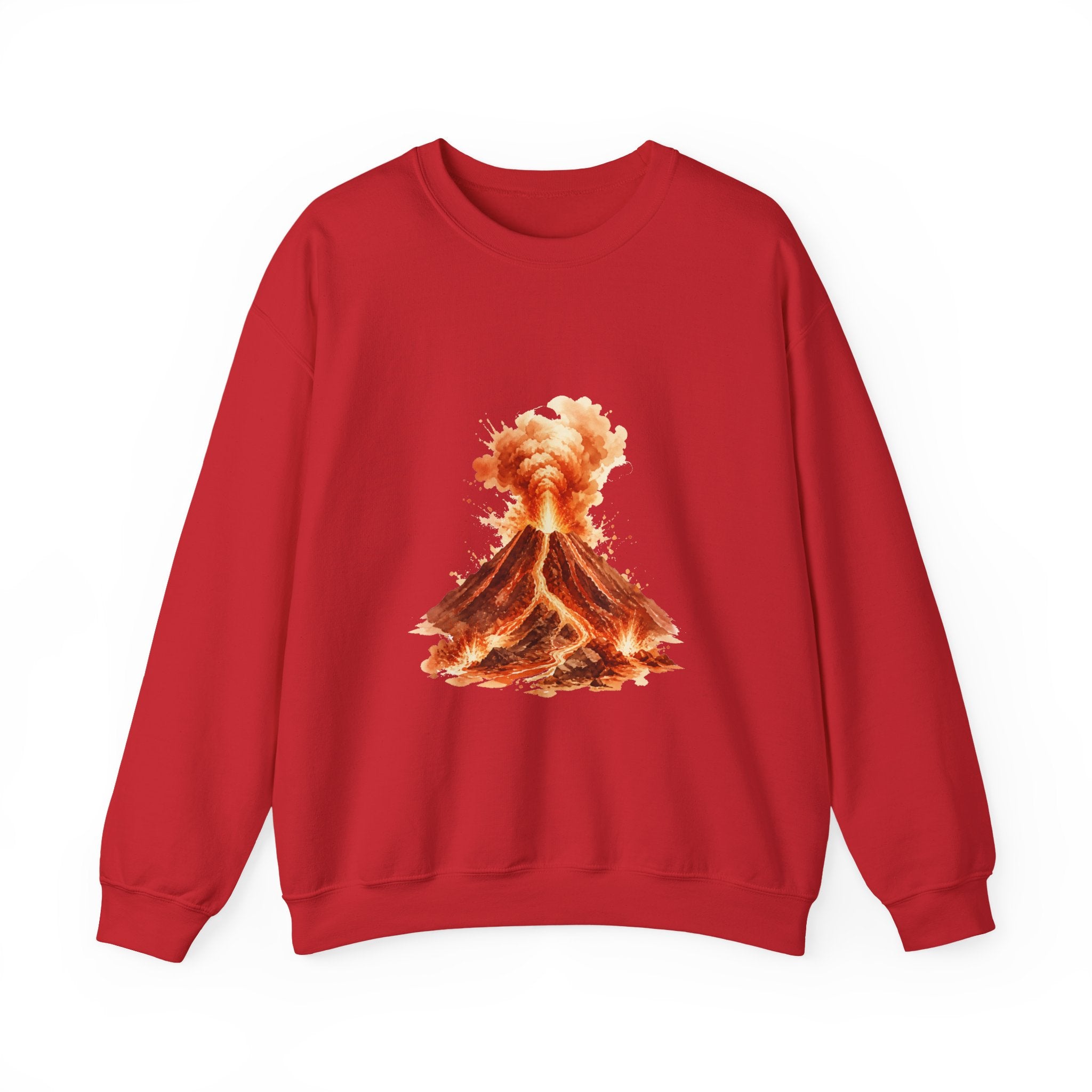 Matching Couple Sweatshirt - Volcano & Glacier Matching Couple Crewneck Sweatshirt Watercolor Art His Hers Engagement Gift - Design A