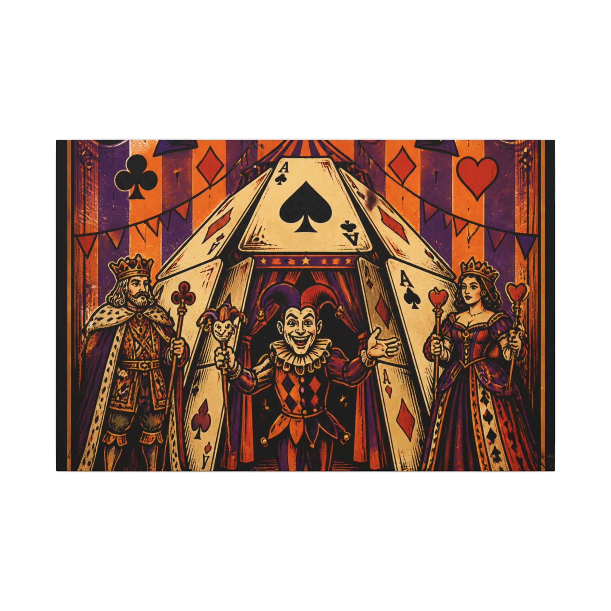 Playing Cards Tent Wall Art Canvas 24×36 Vintage Circus Bedroom Decor Maximalist Print