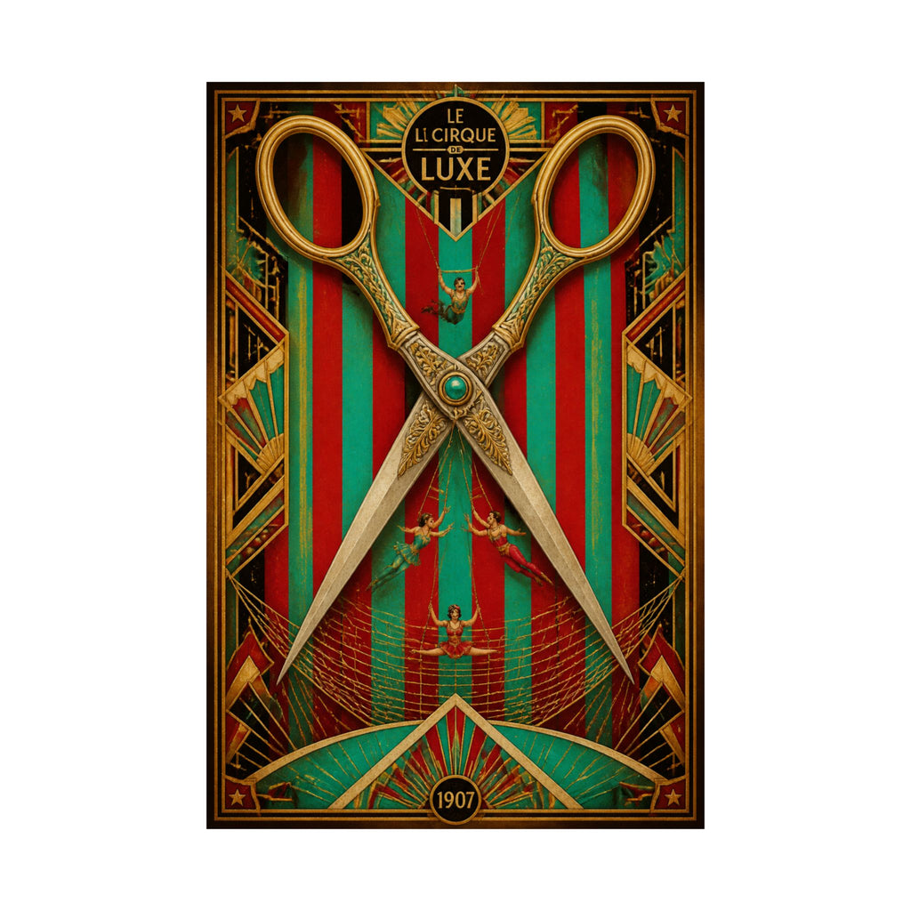 Giant Scissors Trapeze Wall Art Poster 24×36 Art Deco Bar Area Decor Maximalist Print