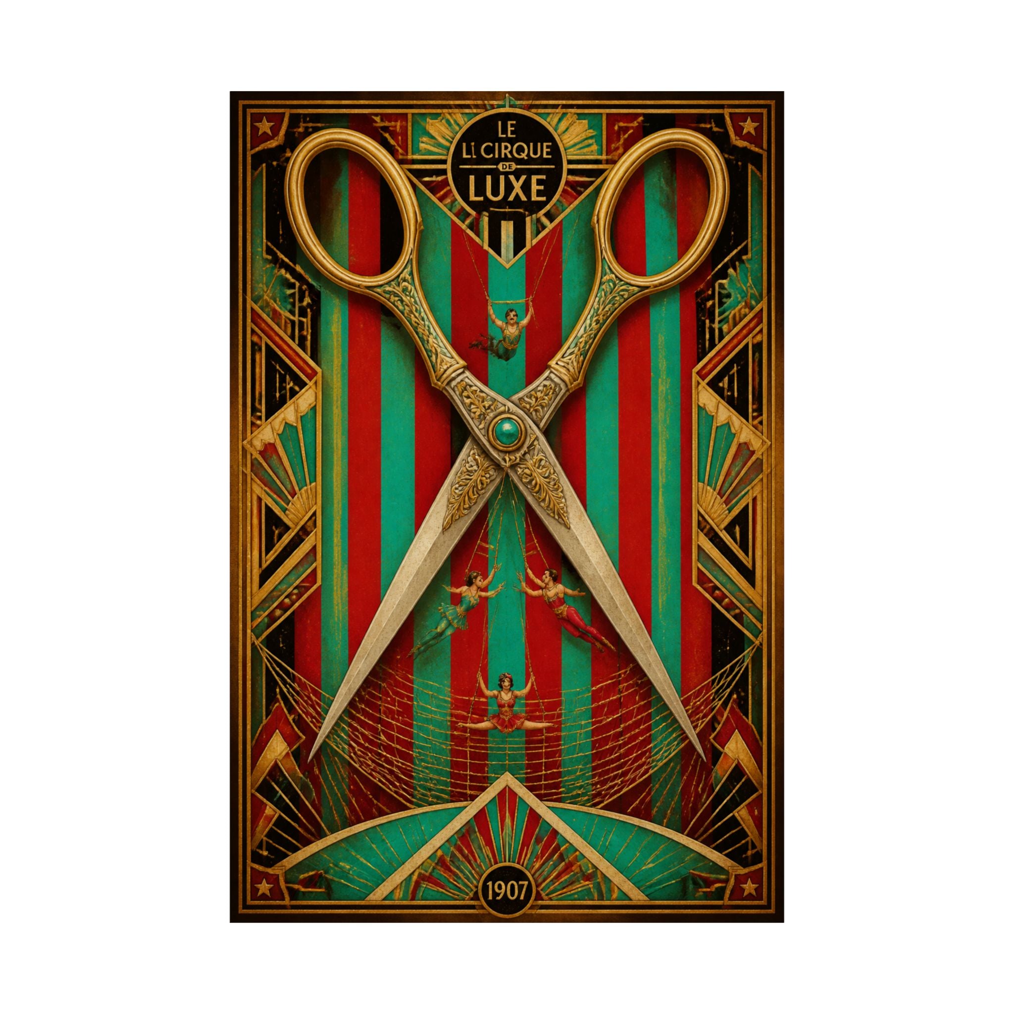Giant Scissors Trapeze Wall Art Poster 24×36 Art Deco Bar Area Decor Maximalist Print