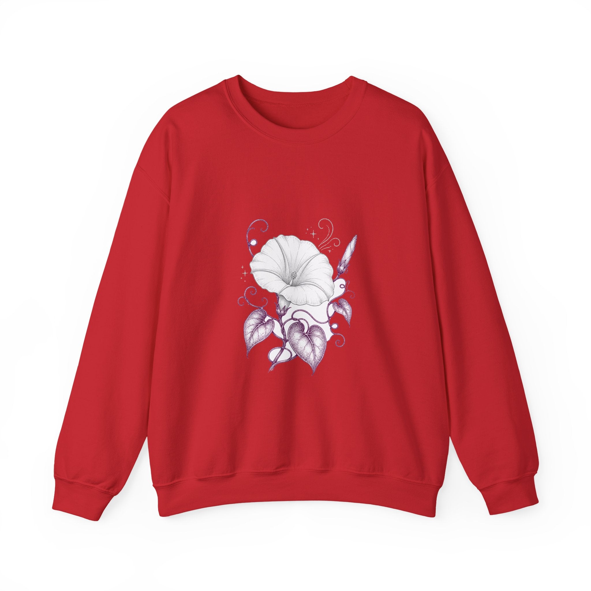 Matching Couple Sweatshirt - Sunflower & Moonflower Matching Couple Premium Fleece Sweatshirt Hand-Drawn Art His Hers Anniversary Gift - Design B