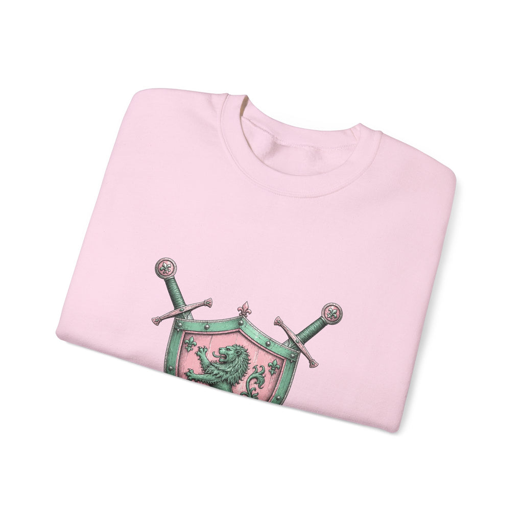 Matching Couple Sweatshirt - Crown & Shield Matching Couple Comfort Colors Crew Hand-Drawn Art His Hers Anniversary Gift - Design B