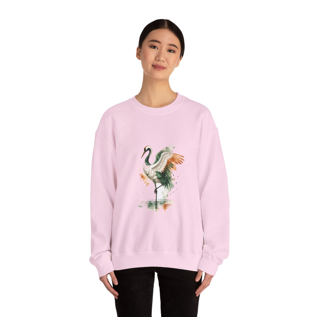 Matching Couple Sweatshirt - Tiger & Crane Matching Couple Premium Fleece Sweatshirt Watercolor Art His Hers Birthday Gift - Design B