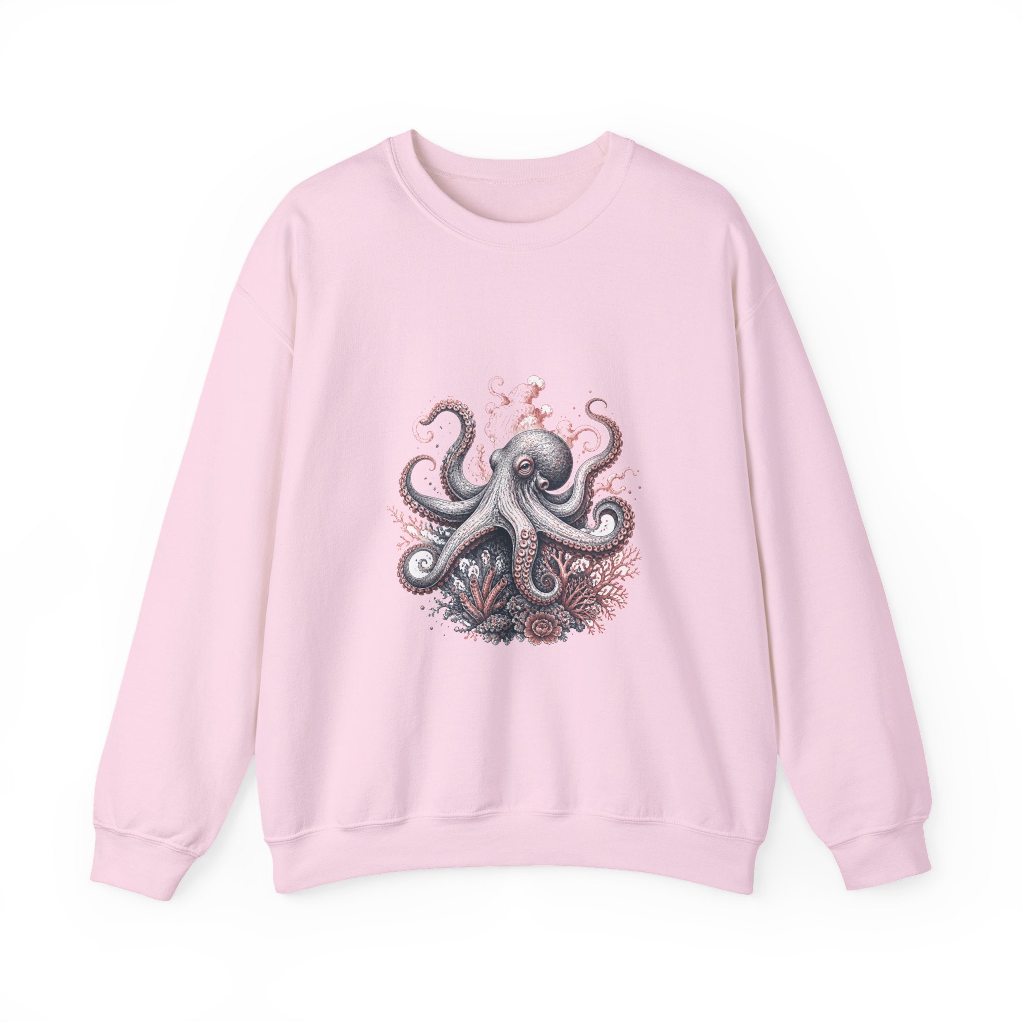 Matching Couple Sweatshirt - Octopus & Jellyfish Matching Couple Crewneck Sweatshirt Hand-Drawn Art His Hers Best Friend Gift - Design A