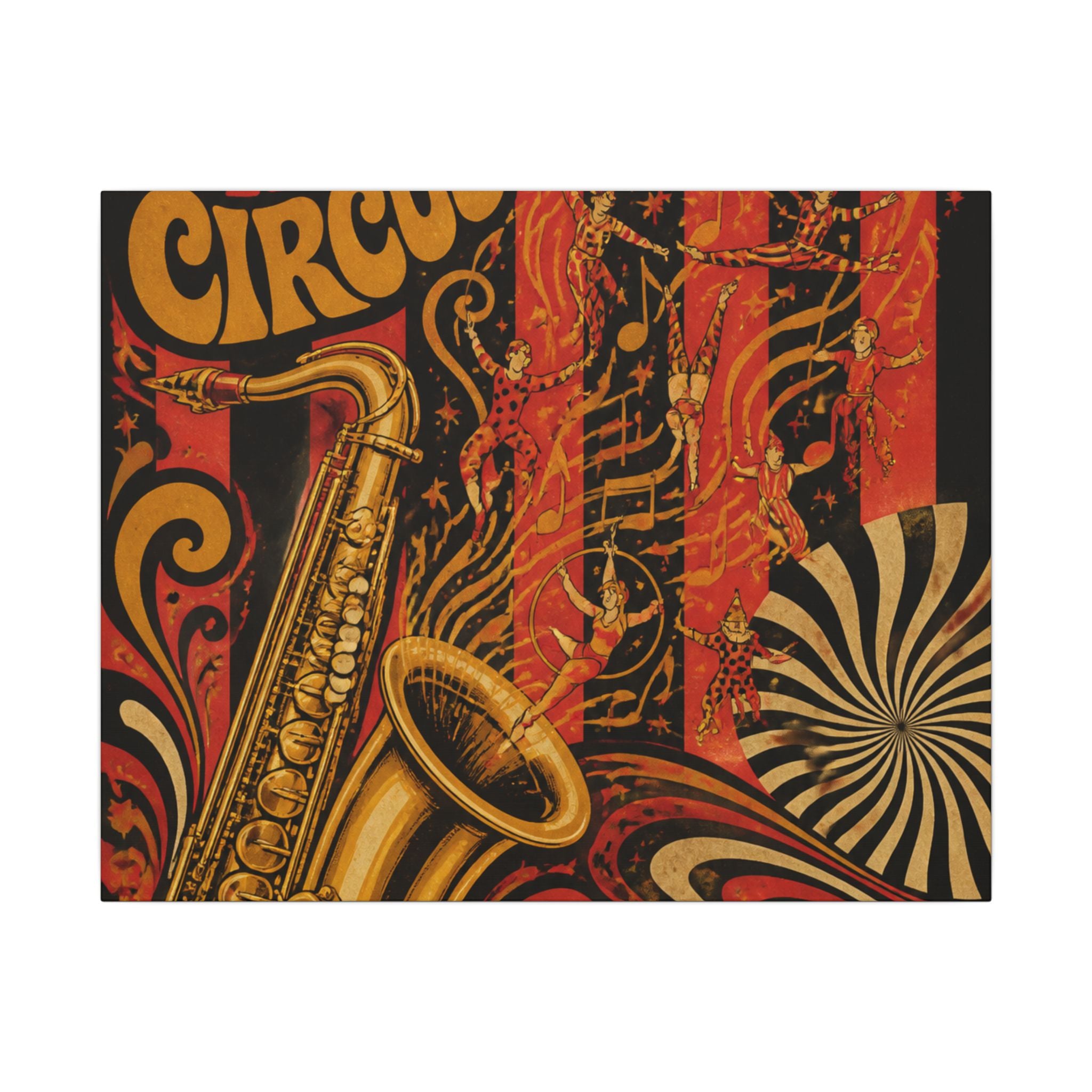 Saxophone Music Circus Wall Art Canvas 16×20 Psychedelic Cafe Decor Maximalist Print