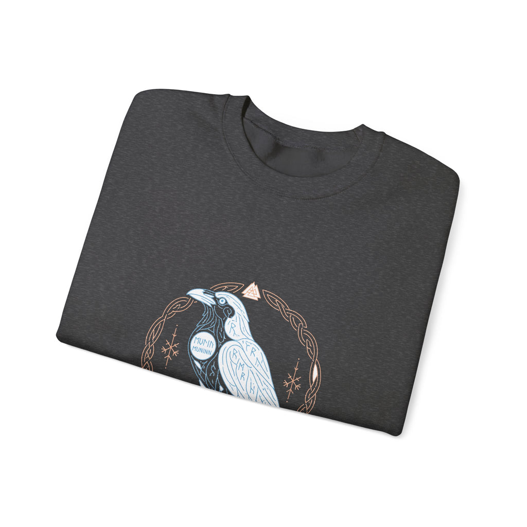 Matching Couple Sweatshirt - Huginn & Muninn Matching Couple Crewneck Sweatshirt Minimalist Art His Hers Valentine Gift - Design B