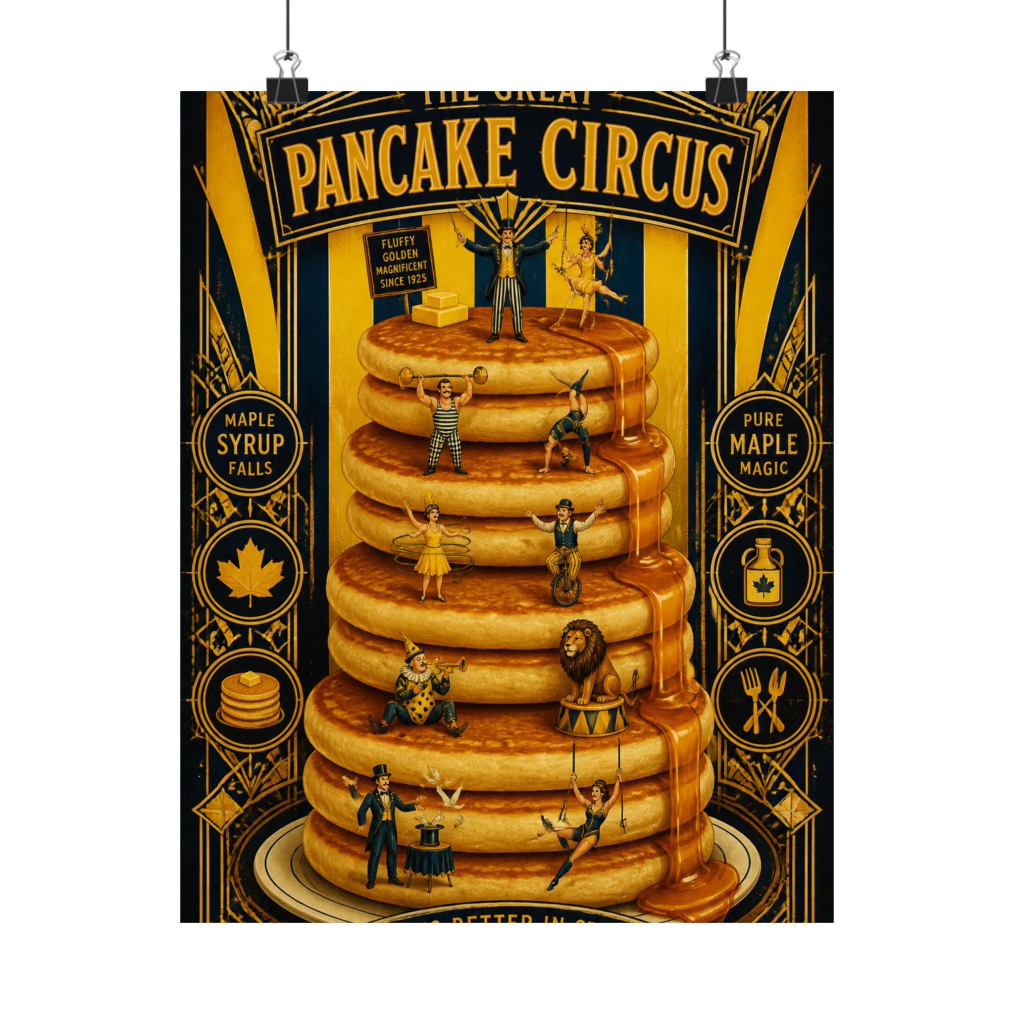 Pancake Stack Platform Wall Art Poster 24×36 Art Deco Bar Area Decor Maximalist Print