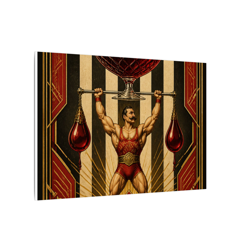 Wine Glass Strongman Wall Art Canvas 16×20 Art Deco Entryway Decor Maximalist Print