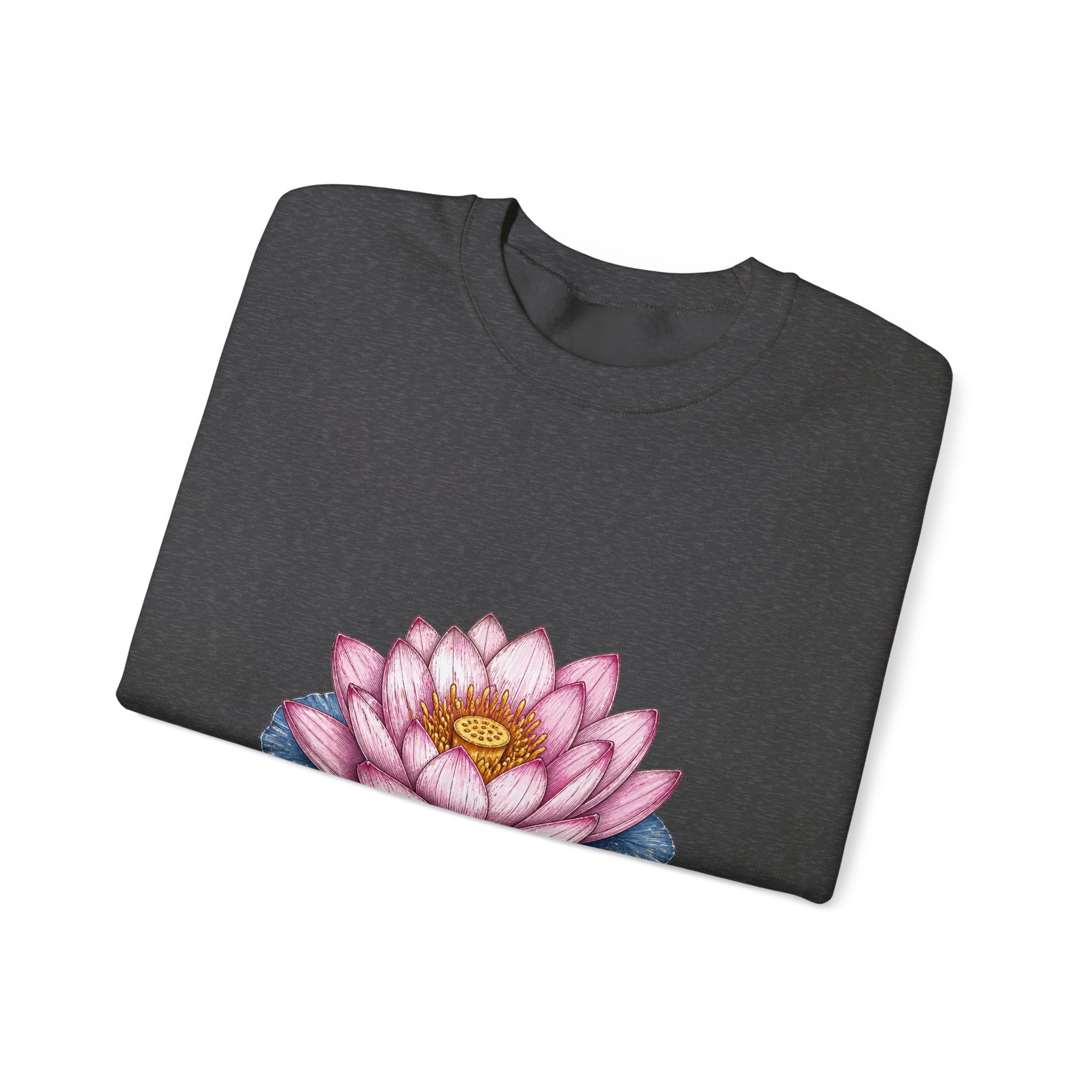 Matching Couple Sweatshirt - Open & Closed Lotus Matching Couple Comfort Colors Crew Hand-Drawn Art His Hers Anniversary Gift - Design A