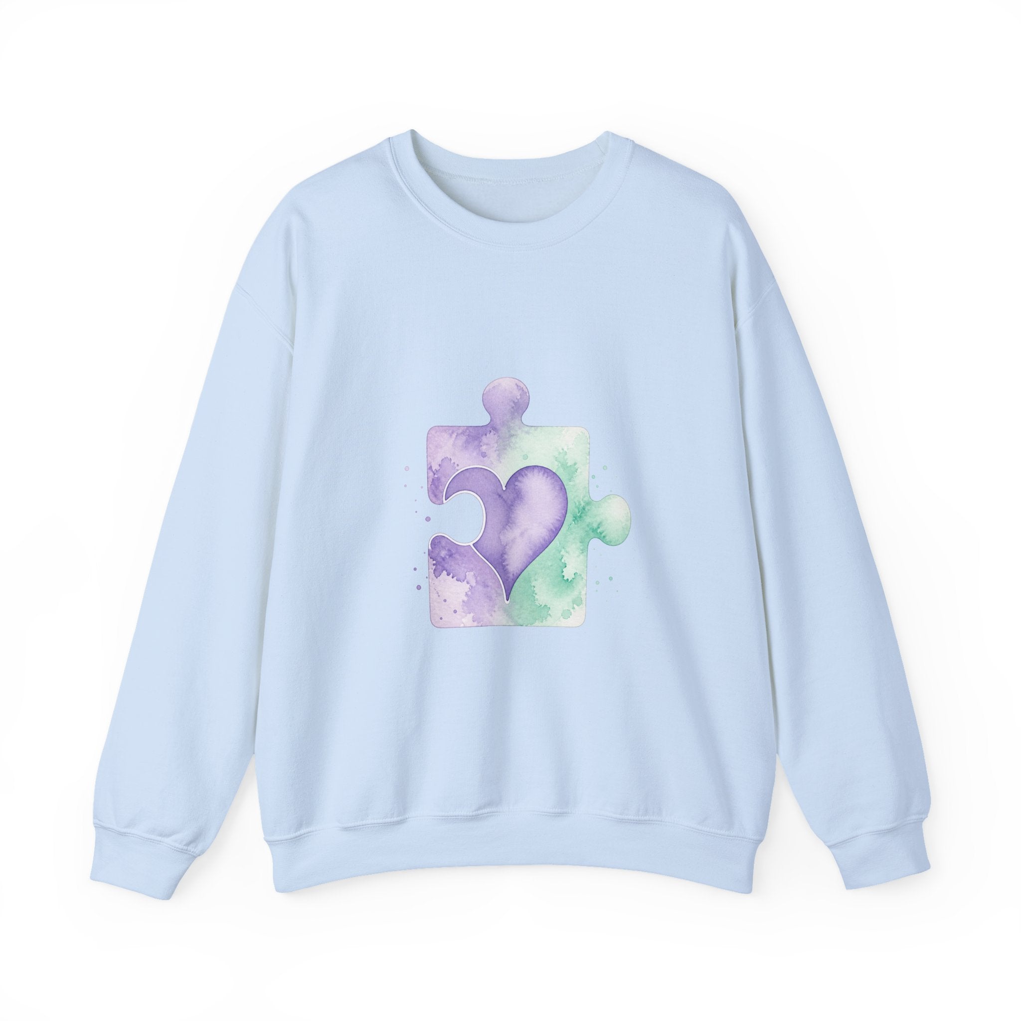 Matching Couple Sweatshirt - Puzzle Pieces Matching Couple Comfort Colors Crew Watercolor Art His Hers Birthday Gift - Design B