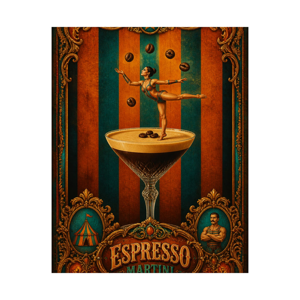 Espresso Martini Acrobat Wall Art Poster 24×36 Baroque Studio Decor Maximalist Print