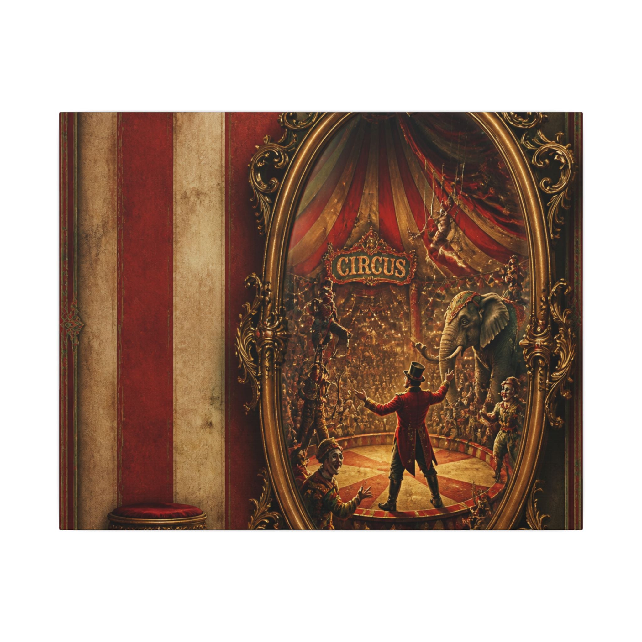 Vintage Mirror Circus Wall Art Canvas 24×36 Baroque Studio Decor Maximalist Print