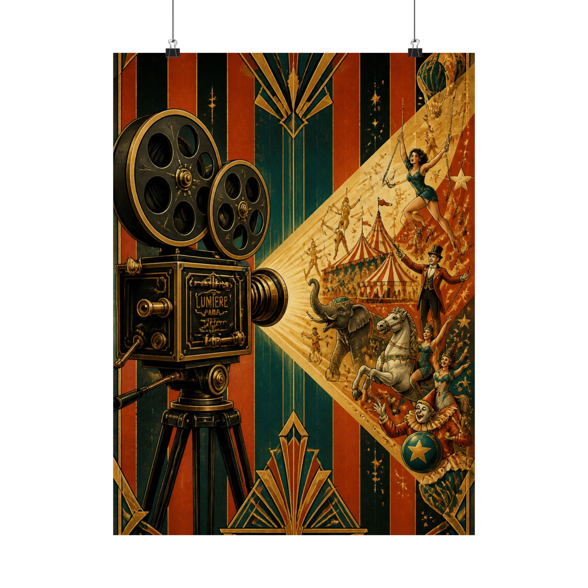 Film Camera Projector Show Wall Art Poster 24×36 Art Deco Bar Area Decor Maximalist Print