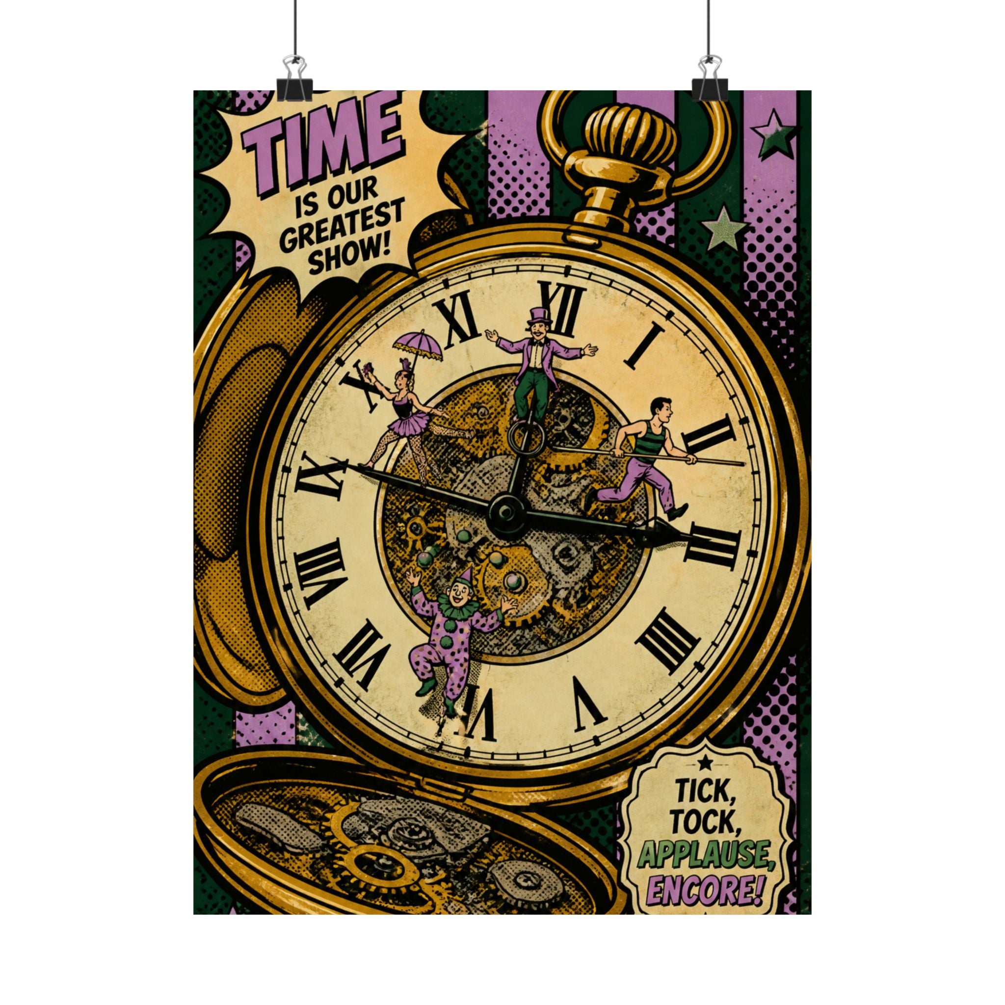 Pocket Watch Performers Wall Art Poster 24×36 Pop Art Restaurant Decor Maximalist Print