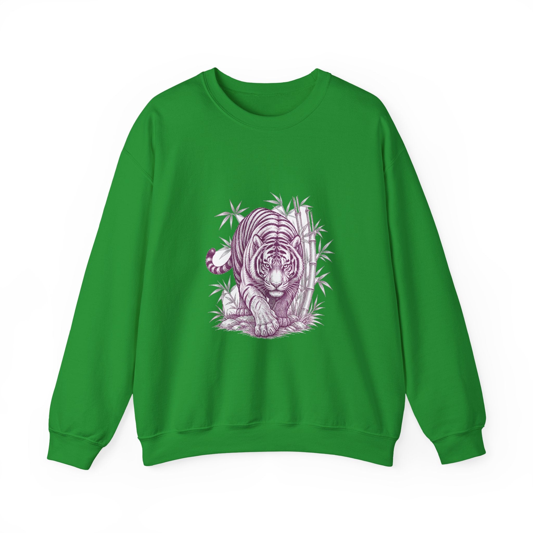 Matching Couple Sweatshirt - Tiger & Crane Matching Couple Crewneck Sweatshirt Hand-Drawn Art His Hers Best Friend Gift - Design A