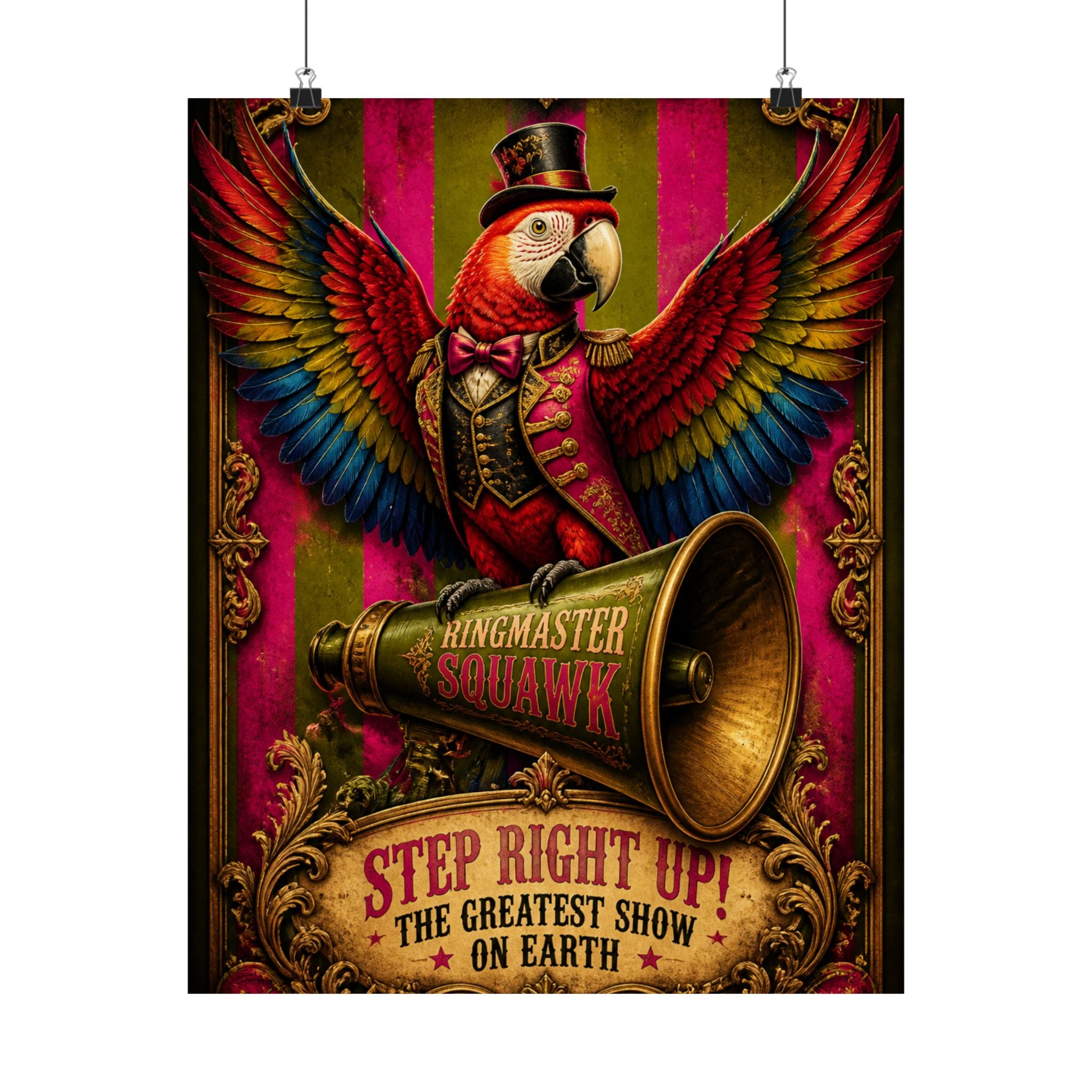 Parrot Ringmaster Wall Art Poster 18×24 Baroque Home Office Decor Maximalist Print
