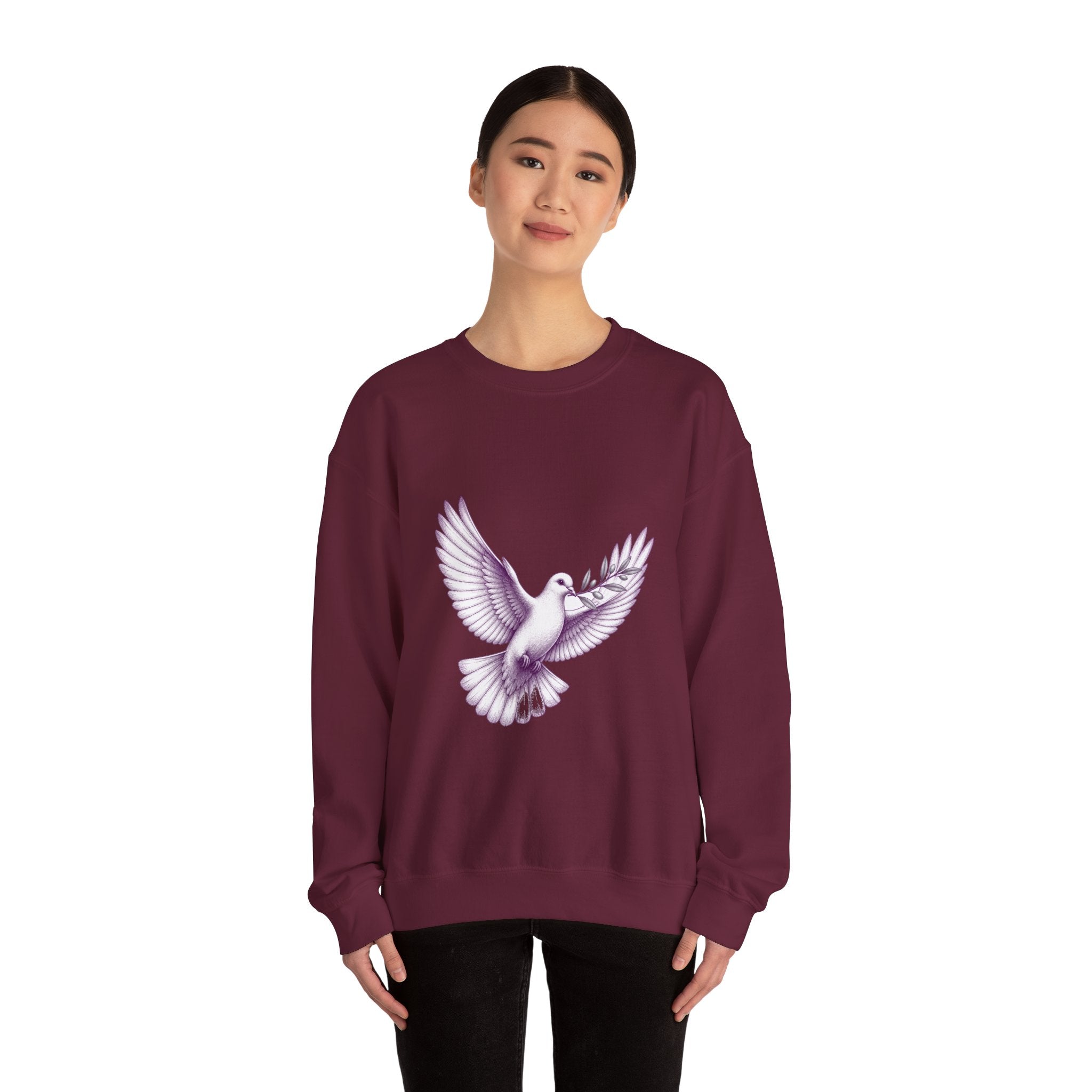 Matching Couple Sweatshirt - Wolf & Dove Matching Couple Comfort Colors Crew Hand-Drawn Art His Hers Anniversary Gift - Design B