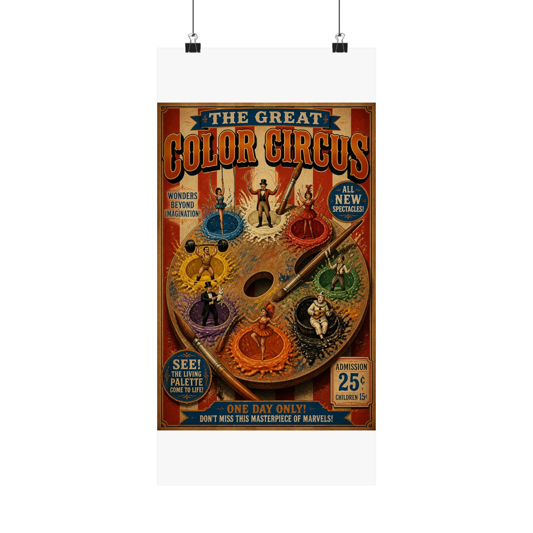 Paint Palette Stage Wall Art Poster 24×36 Vintage Circus Bedroom Decor Maximalist Print