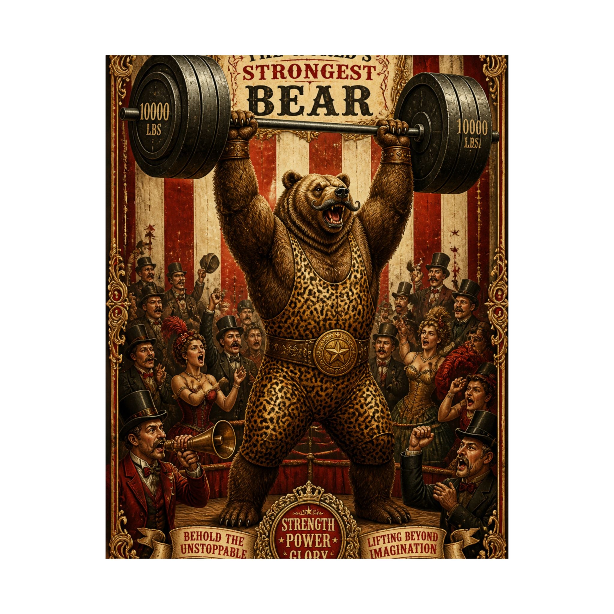 Strongman Bear Wall Art Poster 18×24 Baroque Home Office Decor Maximalist Print