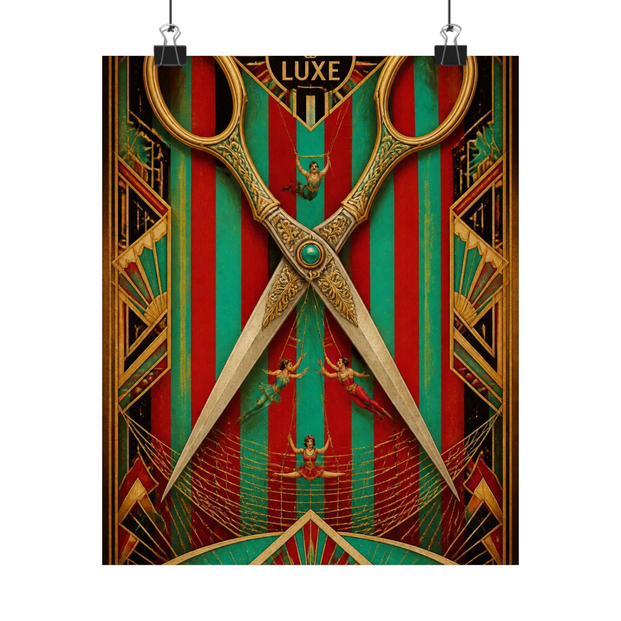 Giant Scissors Trapeze Wall Art Poster 24×36 Art Deco Bar Area Decor Maximalist Print
