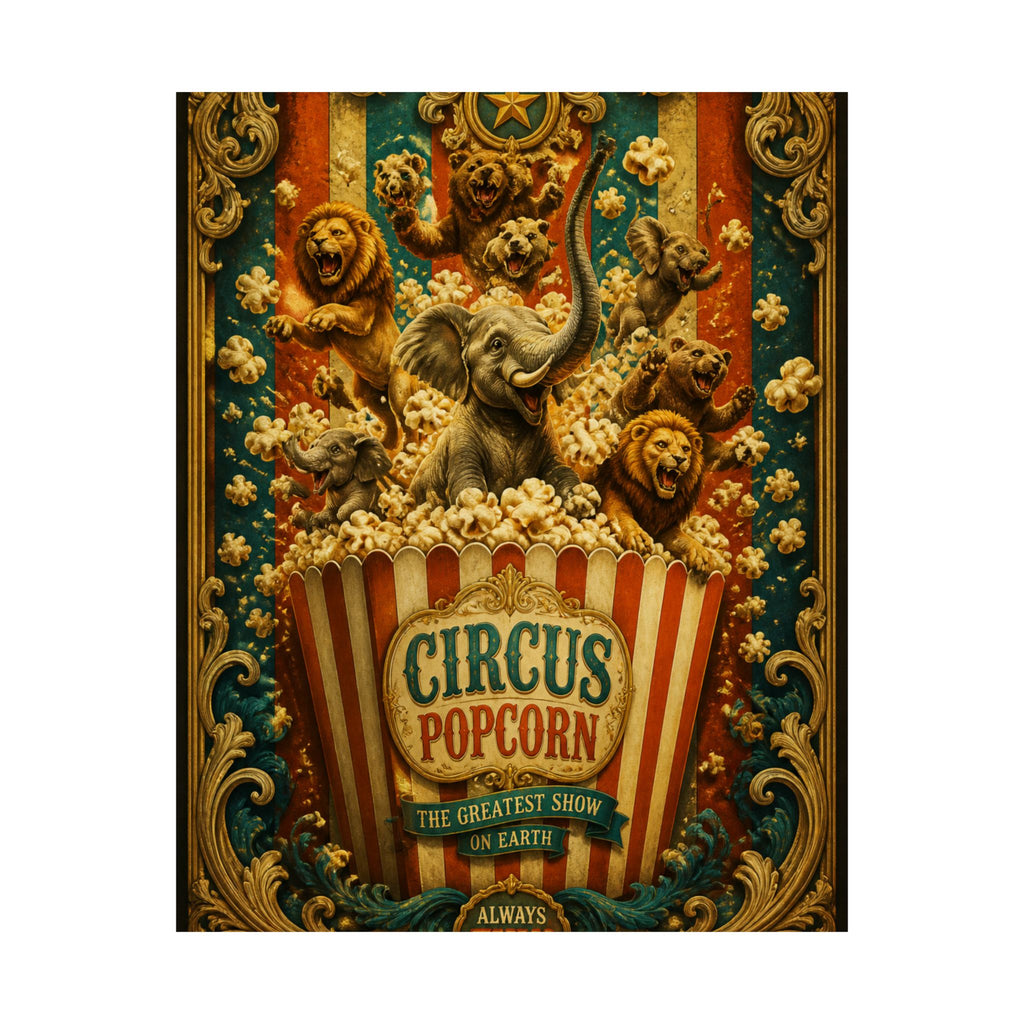 Popcorn Box Animals Wall Art Poster 24×36 Baroque Studio Decor Maximalist Print
