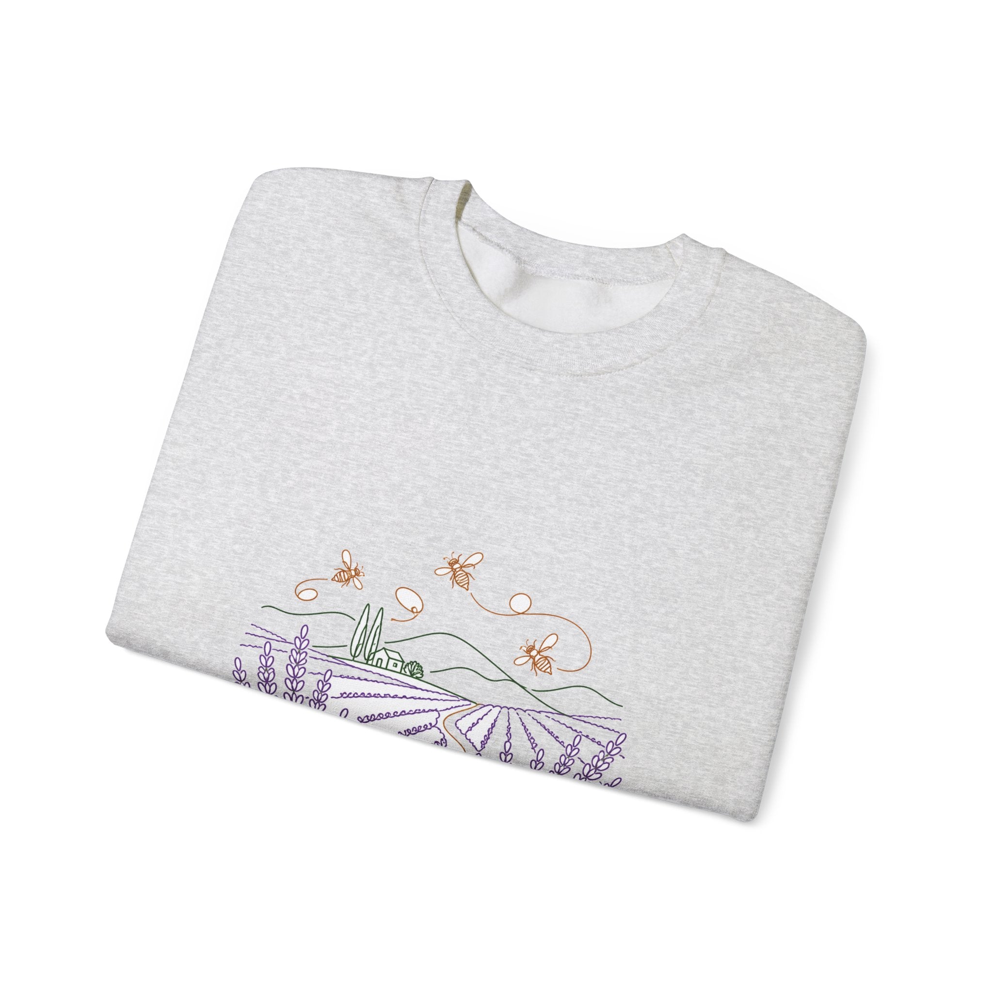 Matching Couple Sweatshirt - Lavender Fields & Canyon Matching Couple Premium Fleece Sweatshirt Minimalist Art His Hers Christmas Gift - Design A