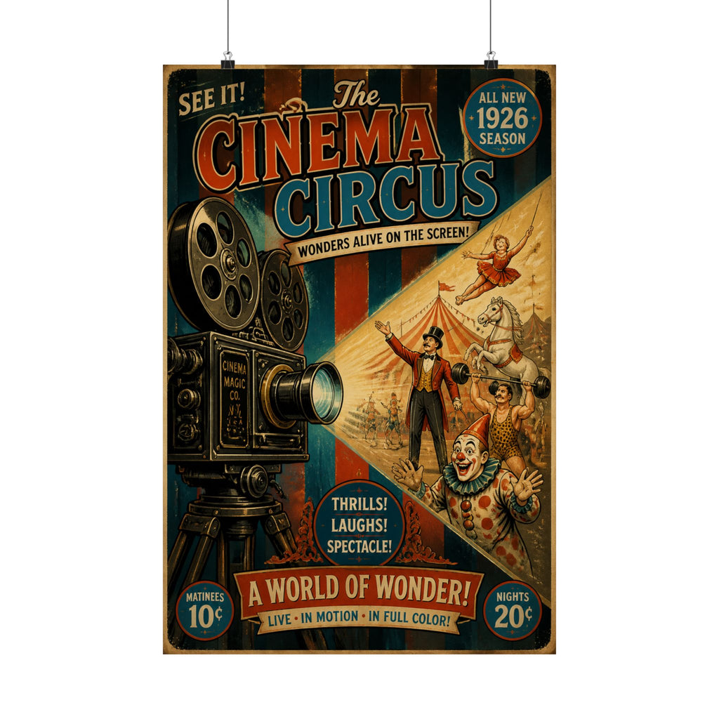 Film Camera Projector Show Wall Art Poster 24×36 Vintage Circus Bedroom Decor Maximalist Print