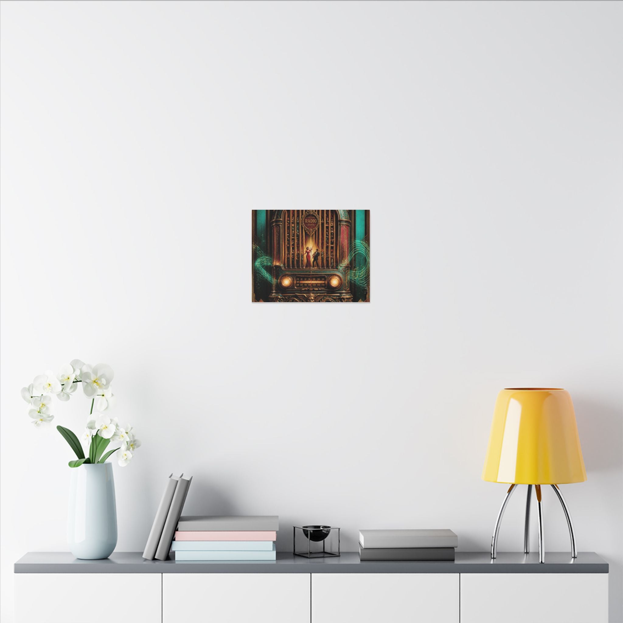 Vintage Radio Stage Wall Art Canvas 24×36 Baroque Studio Decor Maximalist Print