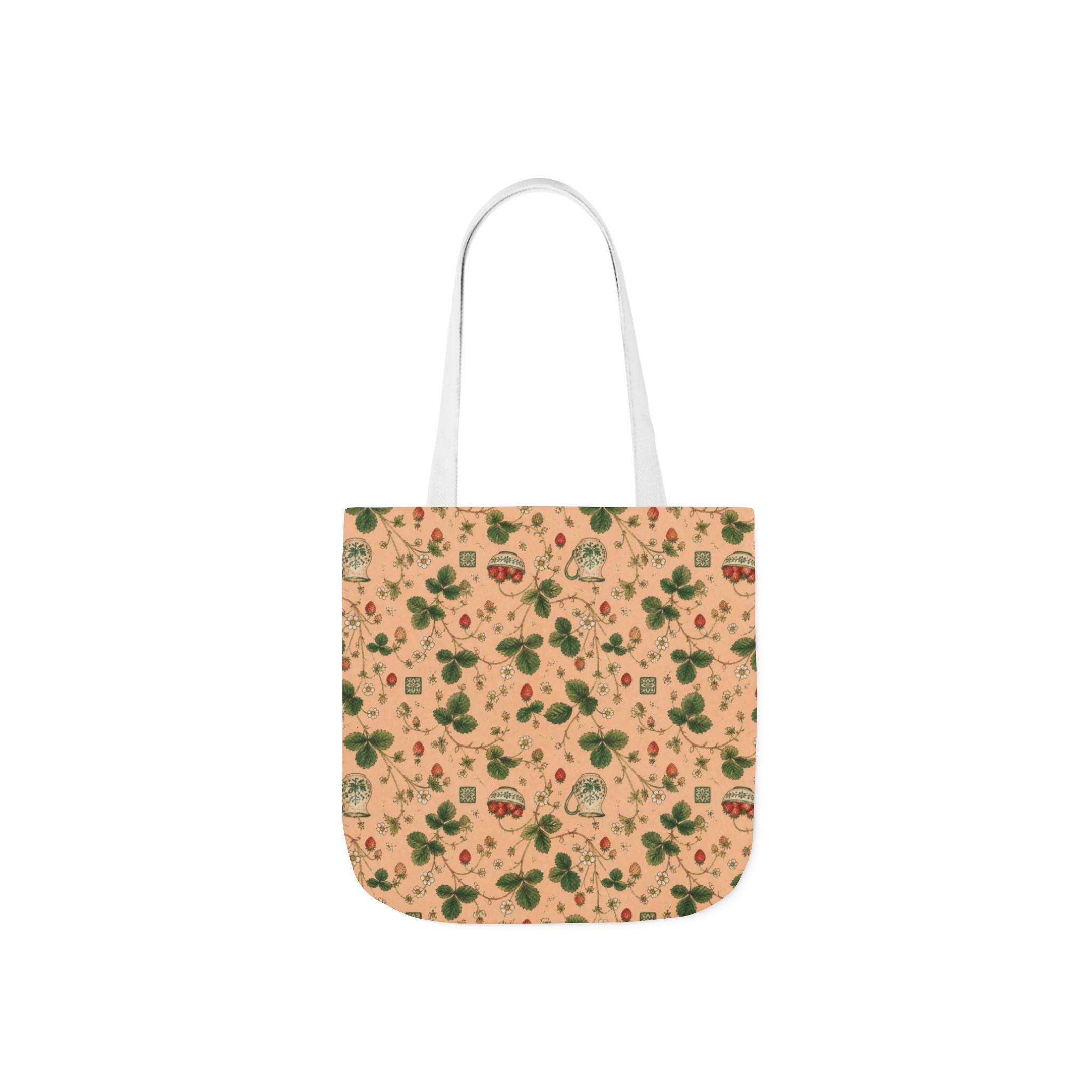 Wild Strawberries Canvas Tote Bag Mediterranean Kitchen Watercolor Design Italian Cottagecore Gift