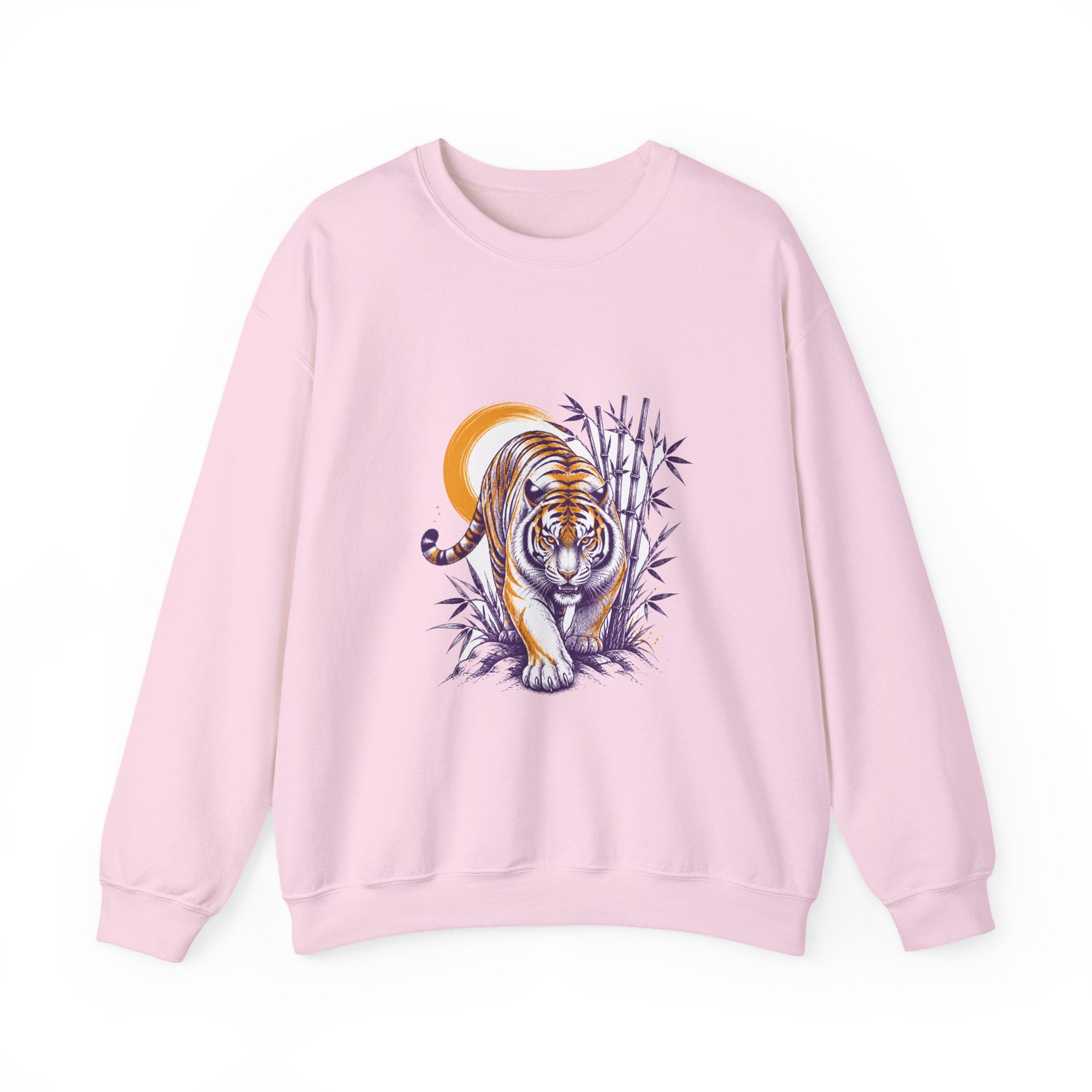 Matching Couple Sweatshirt - Tiger & Crane Matching Couple Premium Fleece Sweatshirt Hand-Drawn Art His Hers Anniversary Gift - Design A