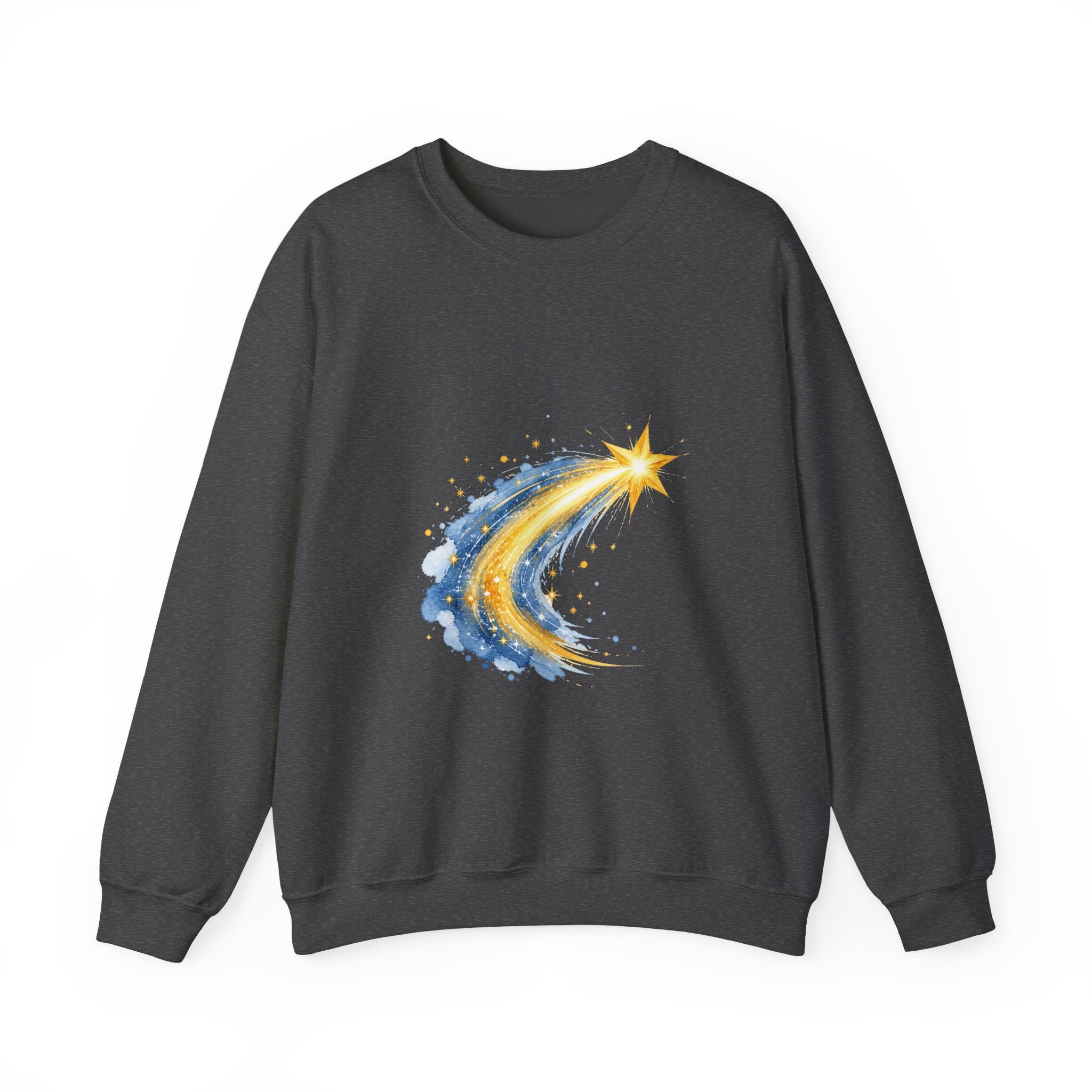 Matching Couple Sweatshirt - Shooting Star & North Star Matching Couple Comfort Colors Crew Watercolor Art His Hers Birthday Gift - Design A