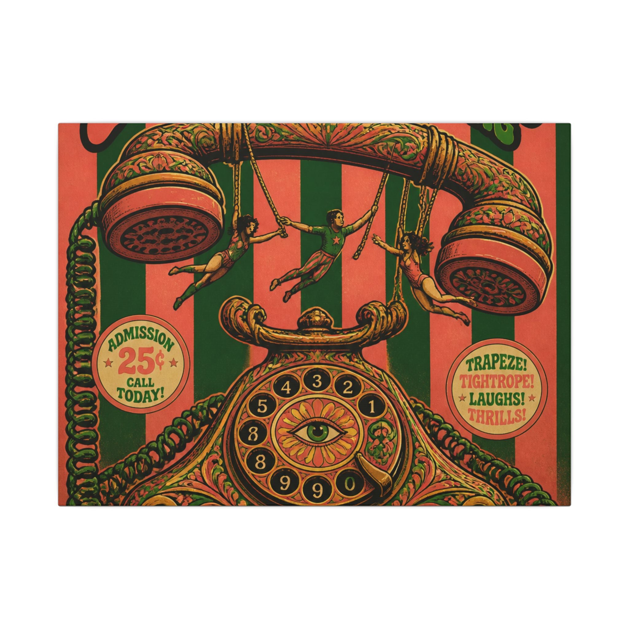Vintage Telephone Booth Wall Art Canvas 24×36 Psychedelic Dining Room Decor Maximalist Print