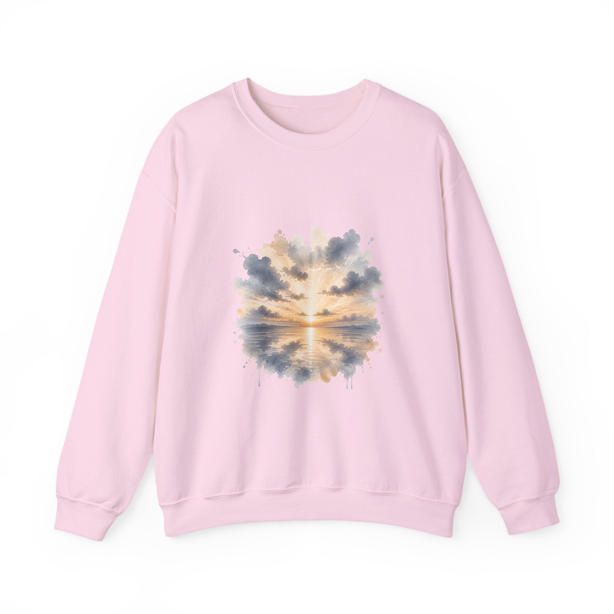 Matching Couple Sweatshirt - Sunrise & Sunset Matching Couple Premium Fleece Sweatshirt Watercolor Art His Hers Birthday Gift - Design A