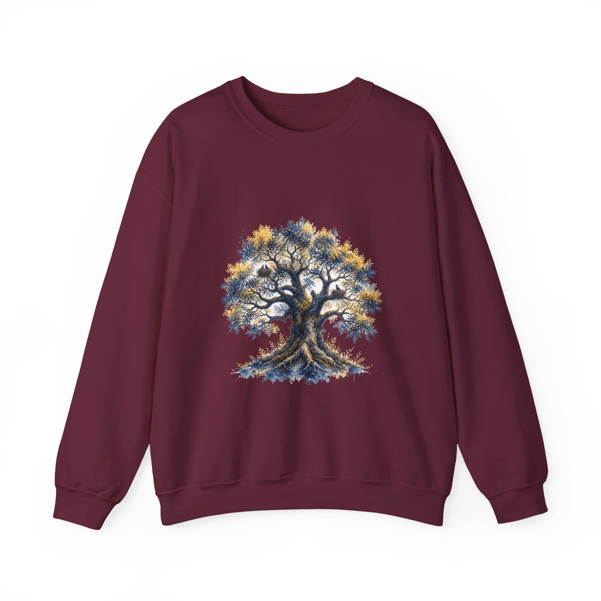 Matching Couple Sweatshirt - Ancient Oak & Deep Roots Matching Couple Premium Fleece Sweatshirt Watercolor Art His Hers Birthday Gift - Design A
