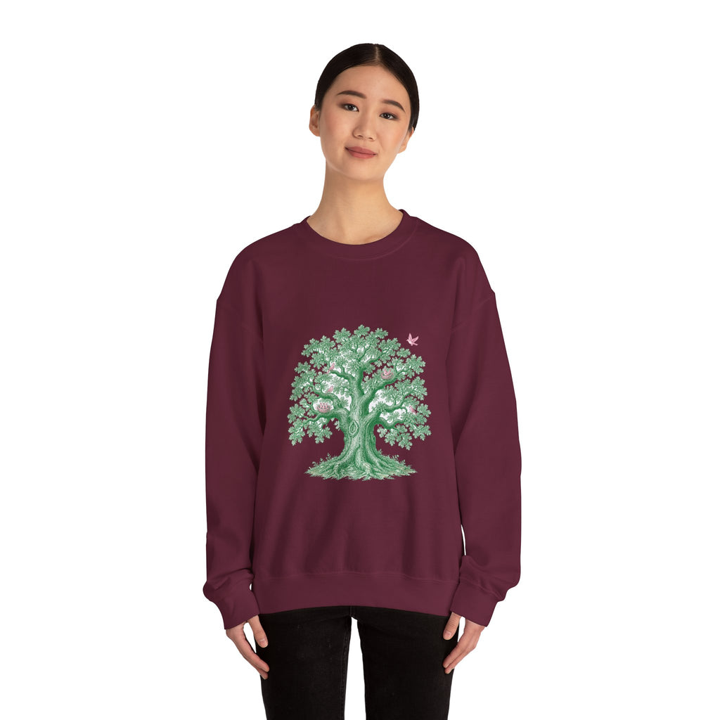 Matching Couple Sweatshirt - Ancient Oak & Deep Roots Matching Couple Crewneck Sweatshirt Vintage Art His Hers Wedding Gift - Design A