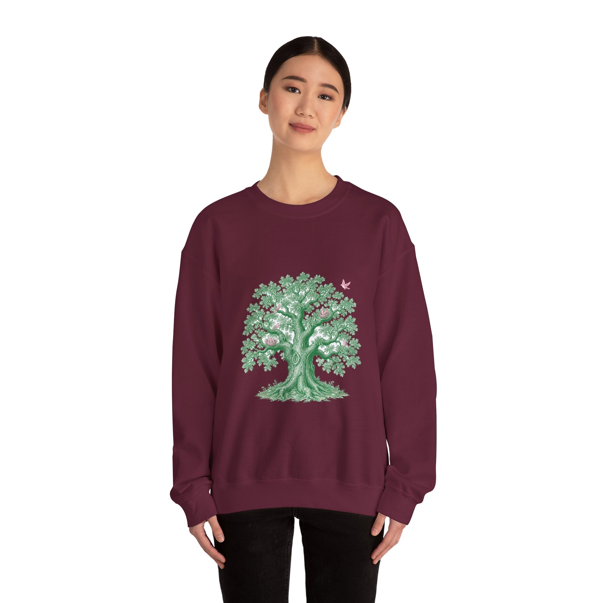 Matching Couple Sweatshirt - Ancient Oak & Deep Roots Matching Couple Crewneck Sweatshirt Vintage Art His Hers Wedding Gift - Design A