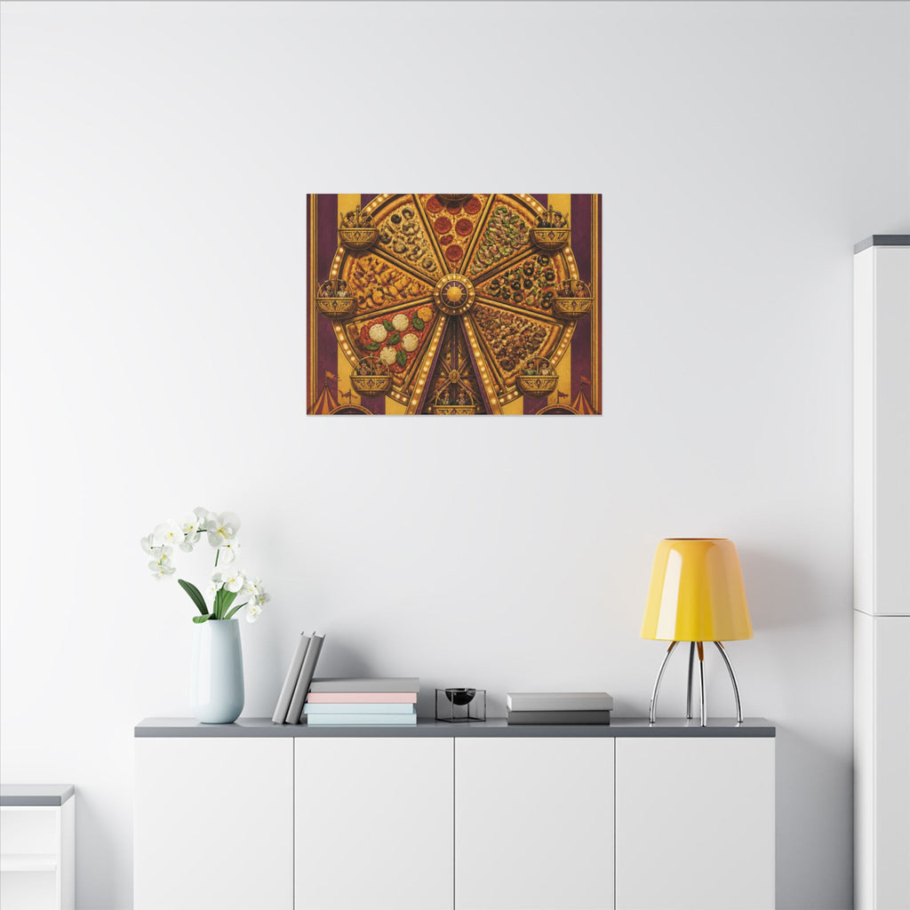 Pizza Ferris Wheel Wall Art Canvas 16×20 Art Deco Entryway Decor Maximalist Print