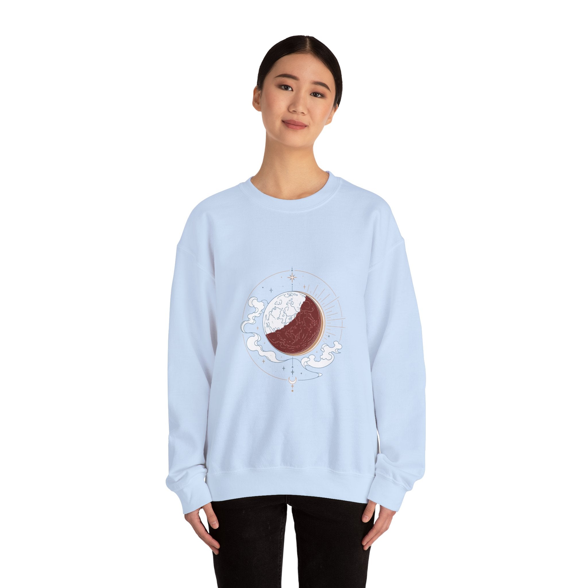Matching Couple Sweatshirt - Solar & Lunar Eclipse Matching Couple Comfort Colors Crew Minimalist Art His Hers Christmas Gift - Design B