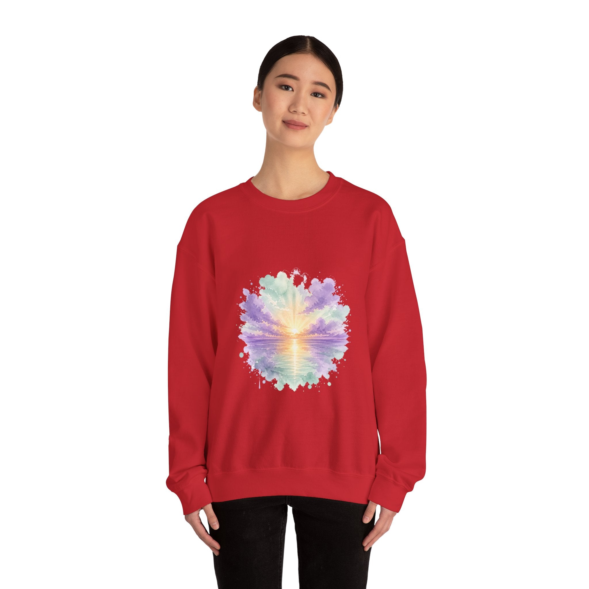Matching Couple Sweatshirt - Sunrise & Sunset Matching Couple Comfort Colors Crew Watercolor Art His Hers Birthday Gift - Design A